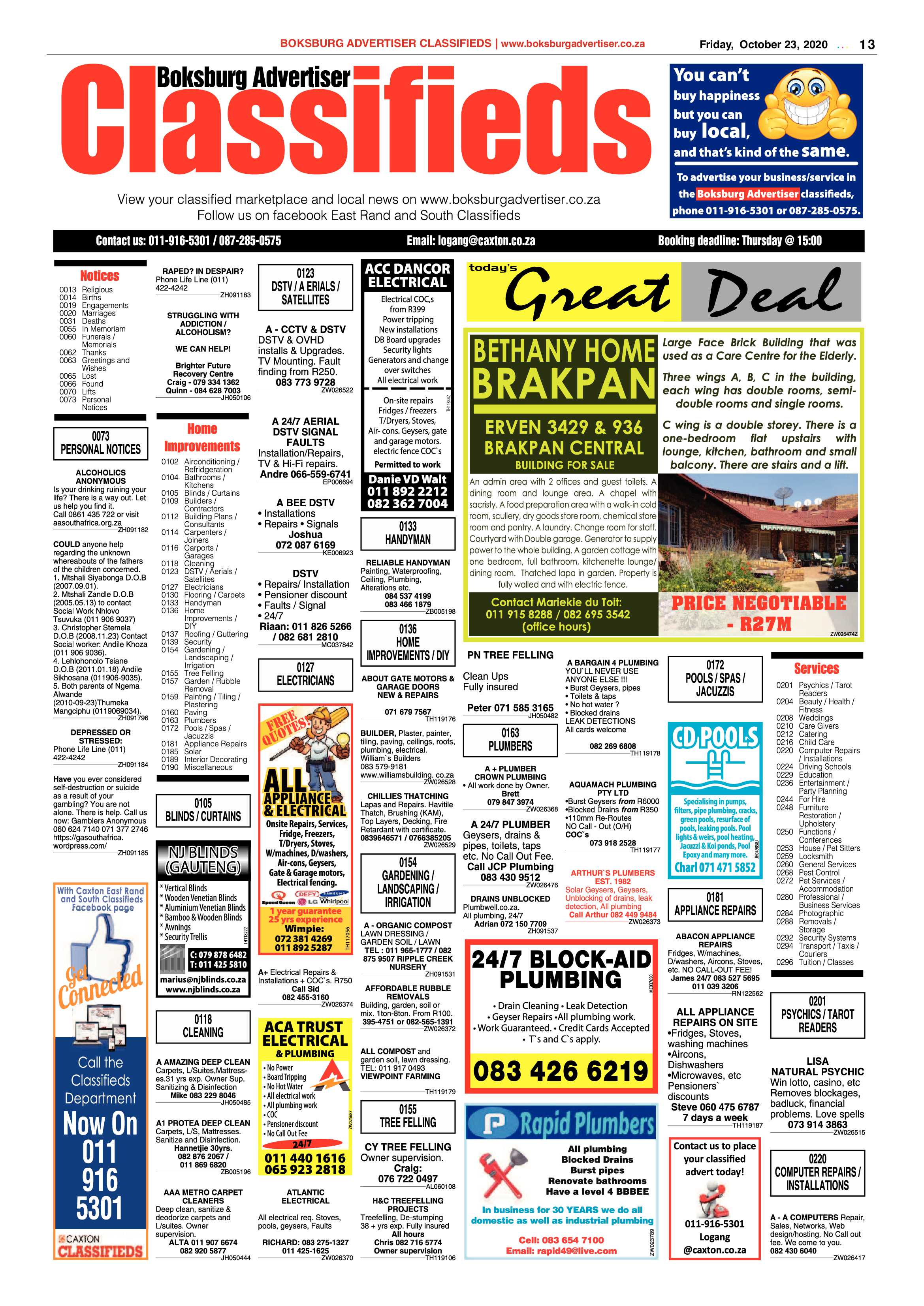 Boksburg Advertiser 20 October 2020 page 13