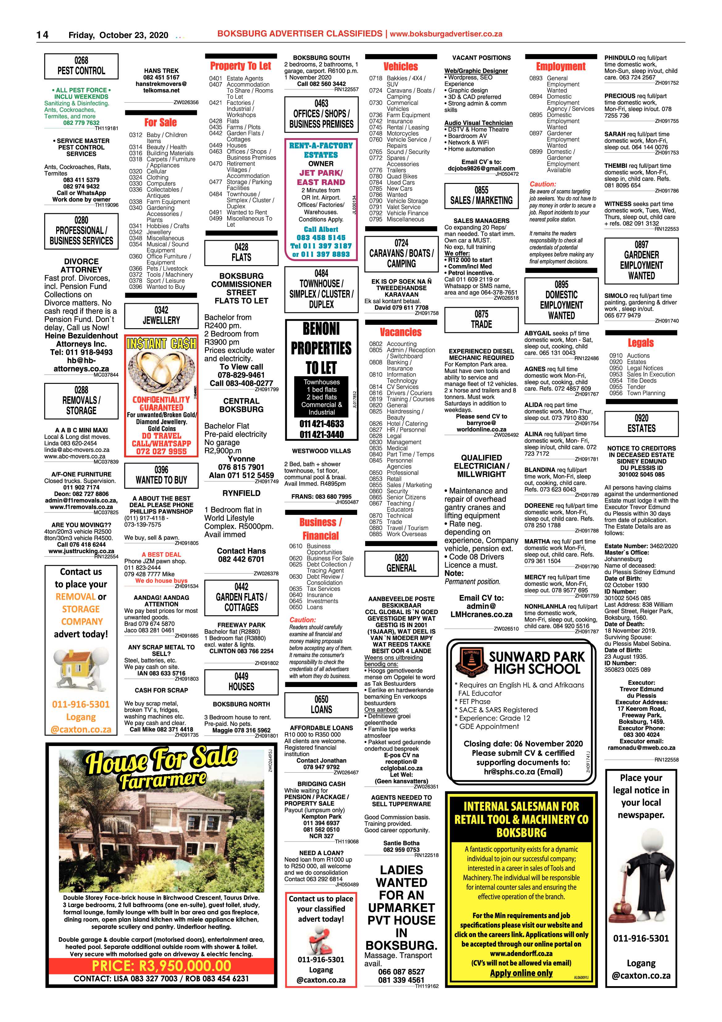 Boksburg Advertiser 20 October 2020 page 14