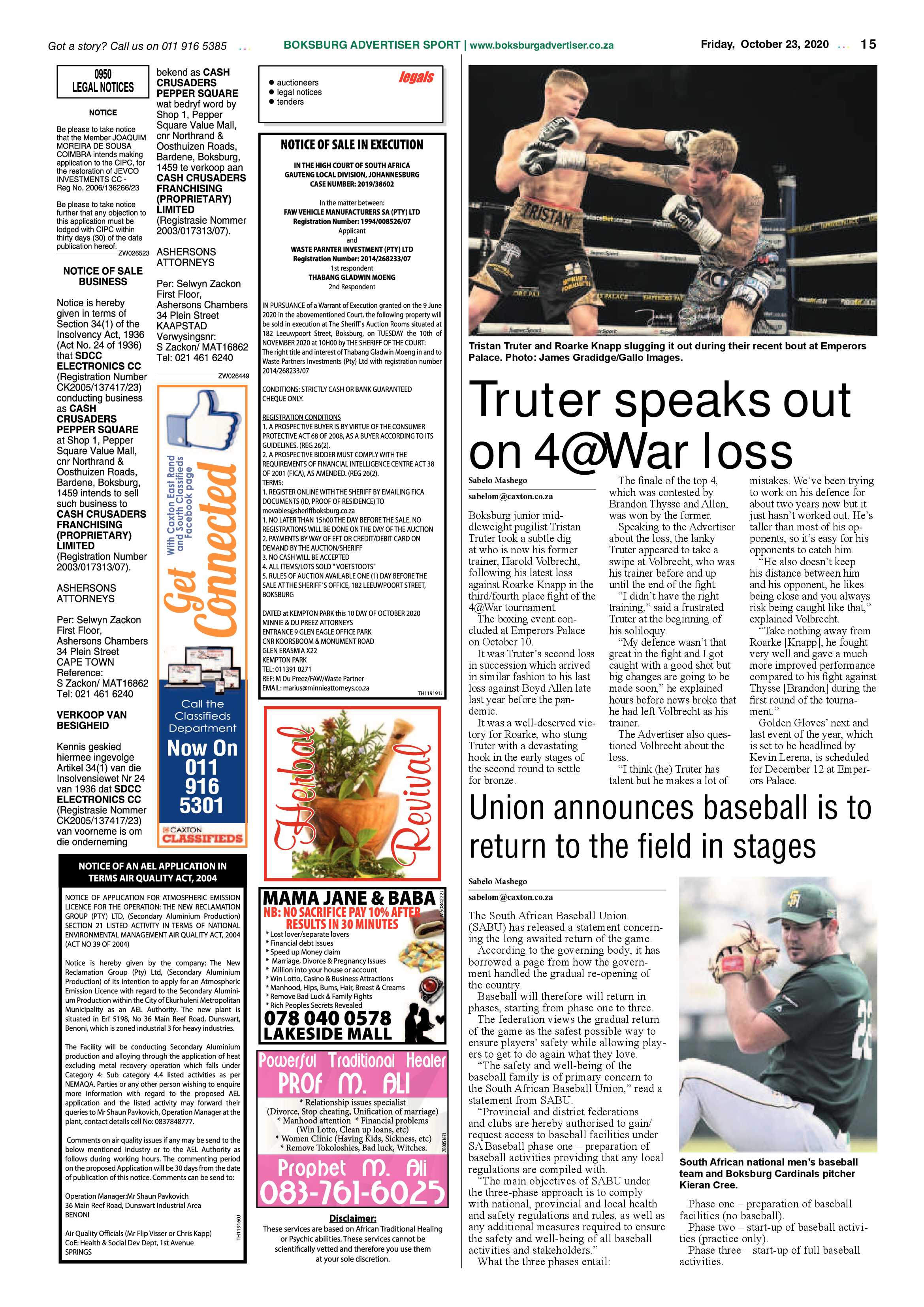 Boksburg Advertiser 20 October 2020 page 15