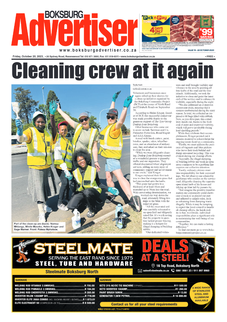 Boksburg Advertiser 20 October 2023 page 1