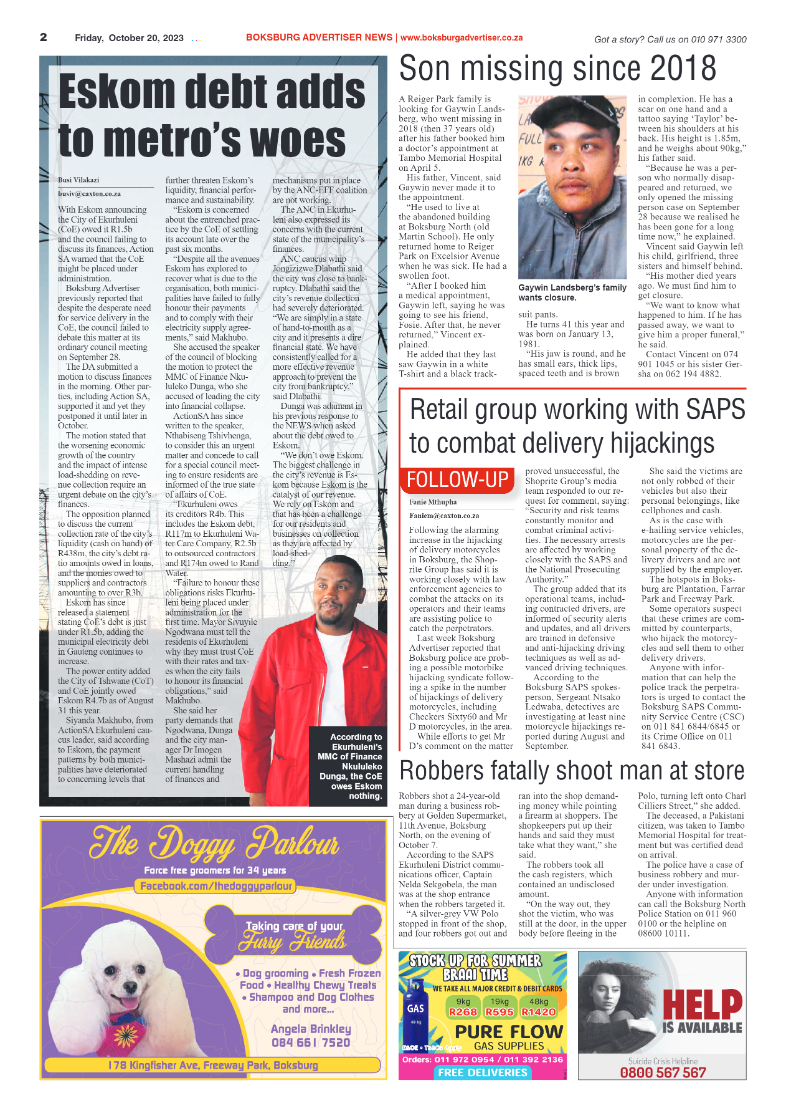 Boksburg Advertiser 20 October 2023 page 2
