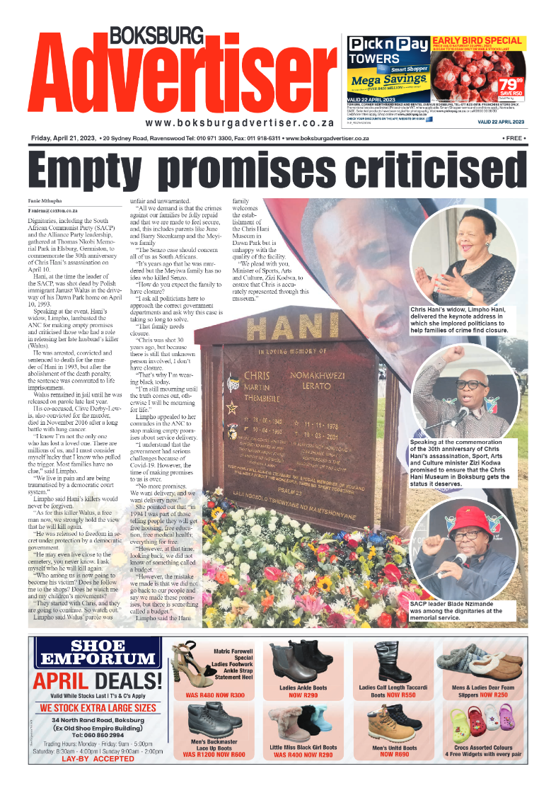 Boksburg Advertiser 21 April 2023 page 1