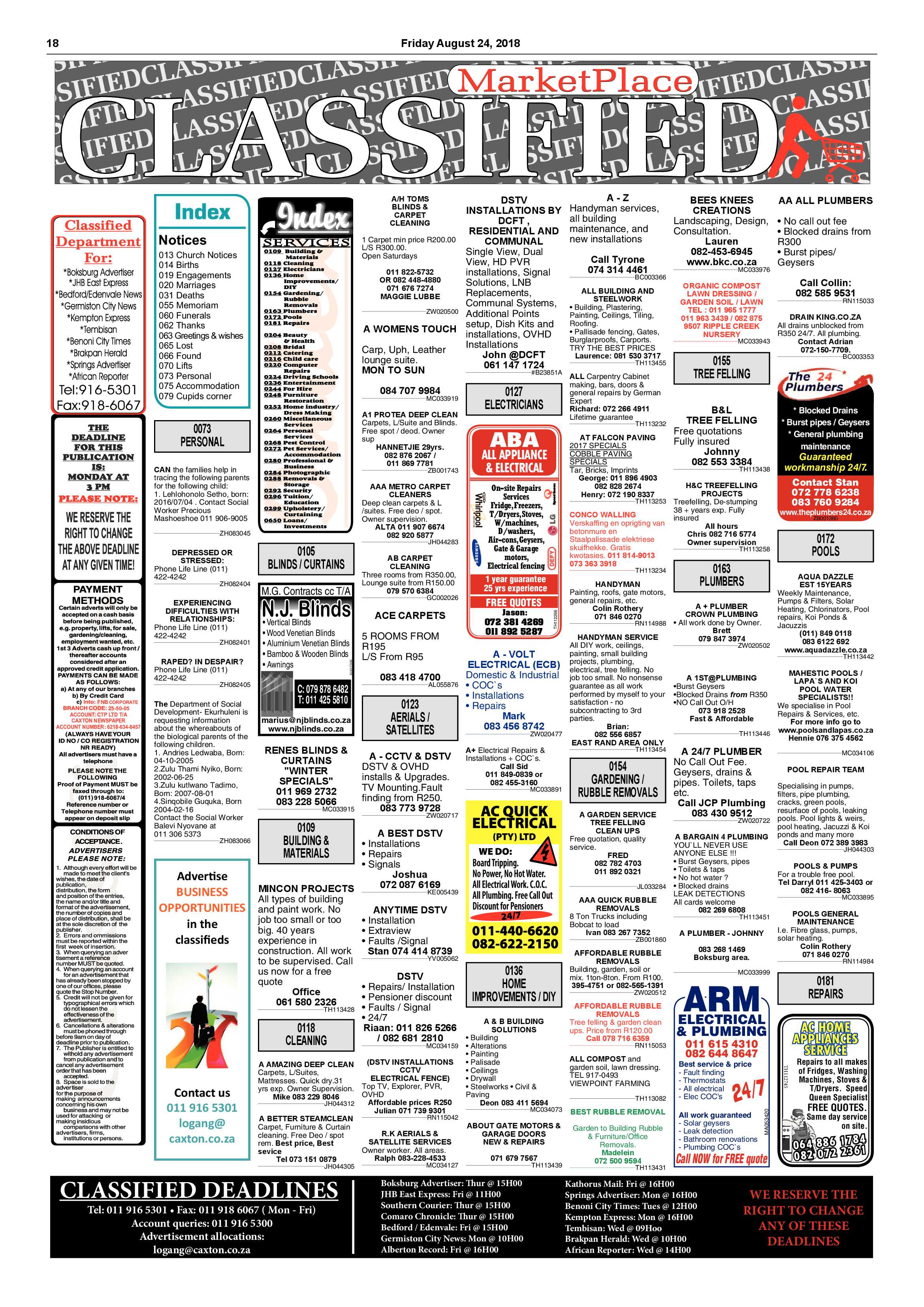 Boksburg Advertiser 21 August 2018 page 18