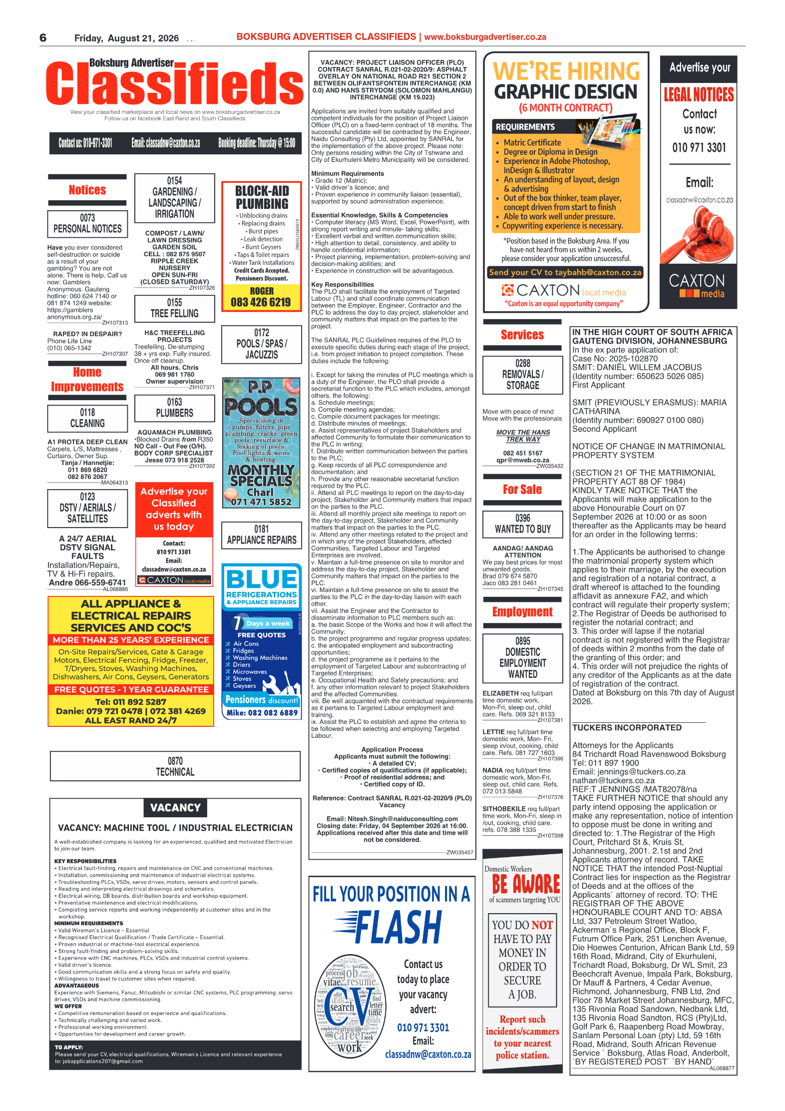 Boksburg Advertiser 21 August 2026 page 6
