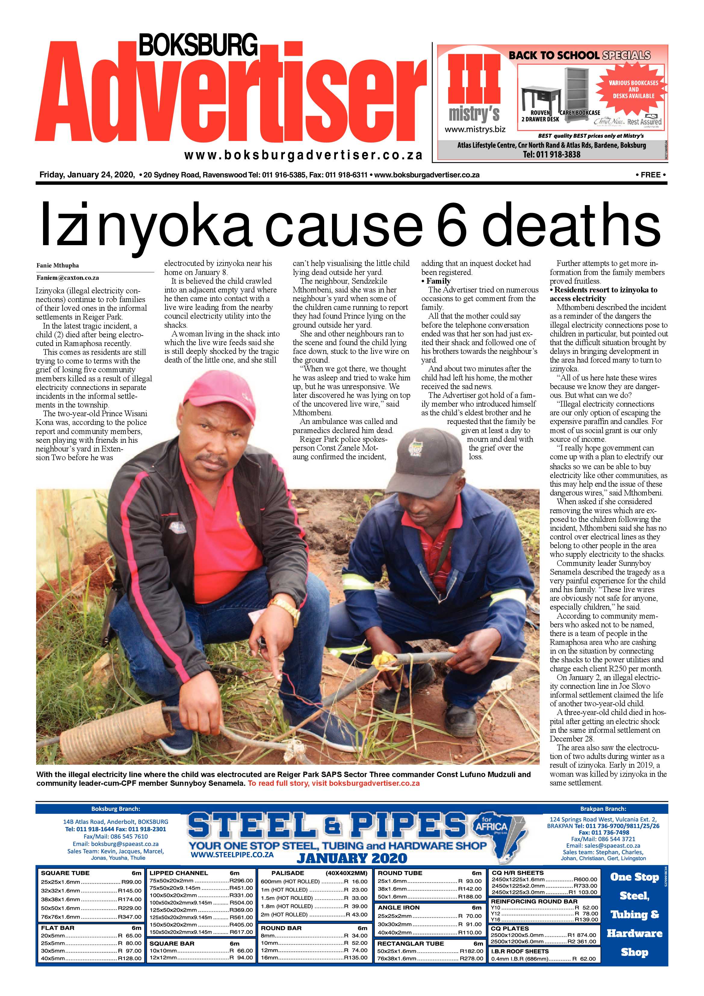 Boksburg Advertiser 21 January 2020 page 1