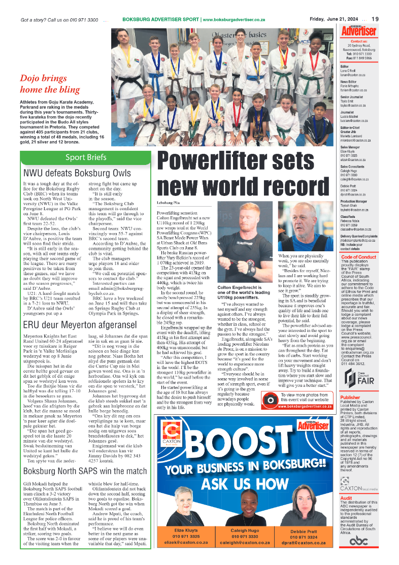 Boksburg Advertiser 21 June 2024 page 19