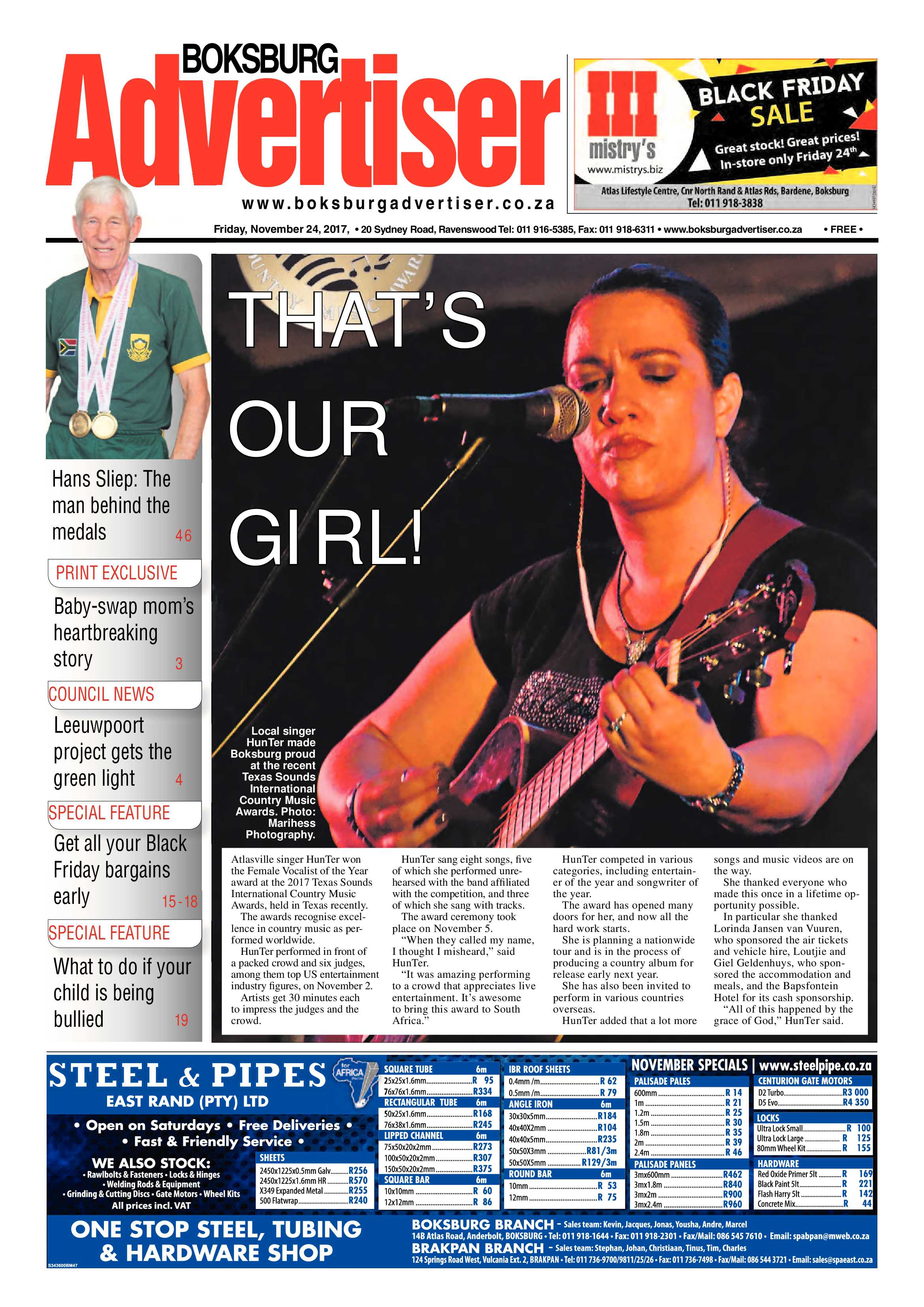 Boksburg Advertiser 21 November 2017 page 1