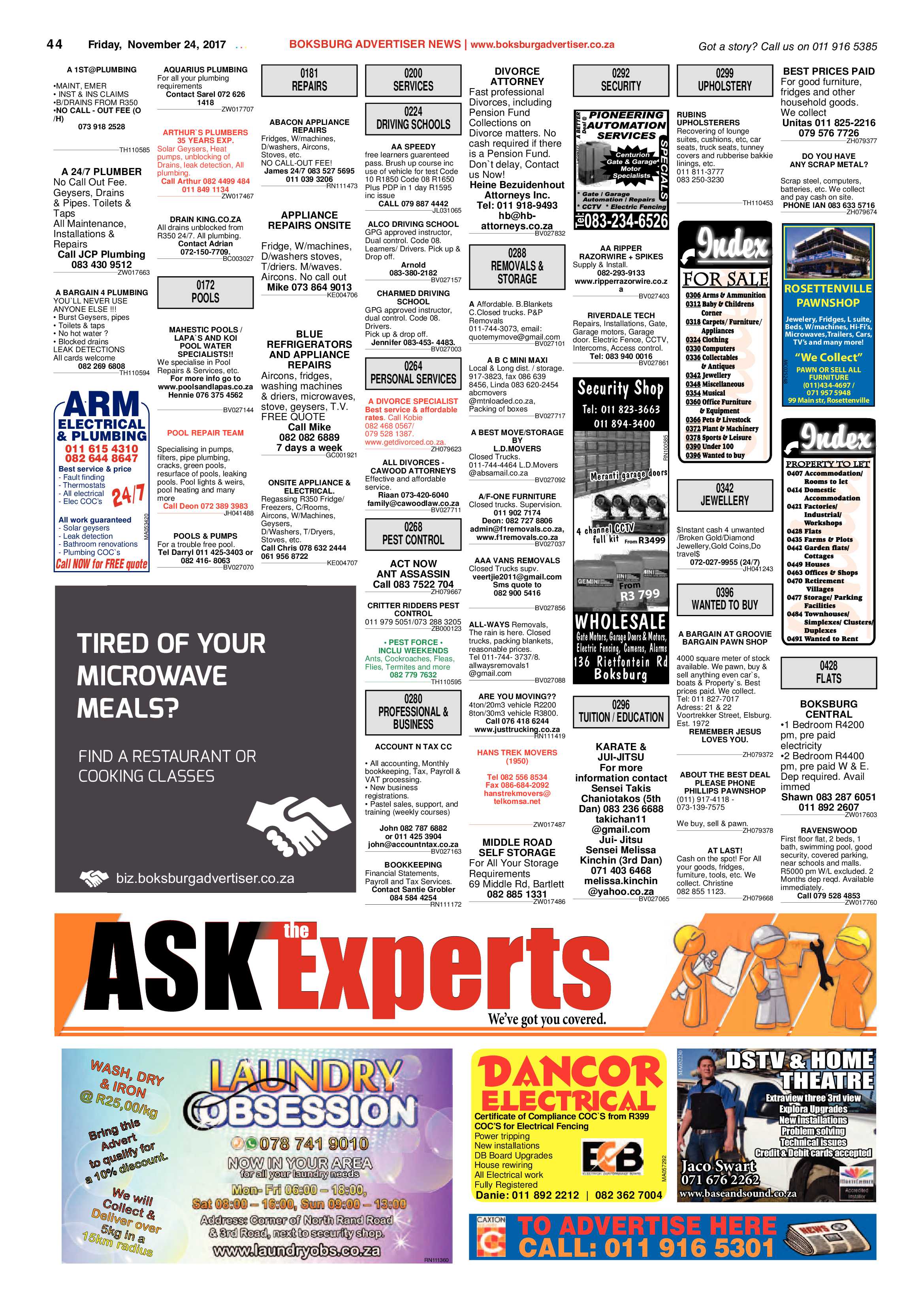Boksburg Advertiser 21 November 2017 page 44