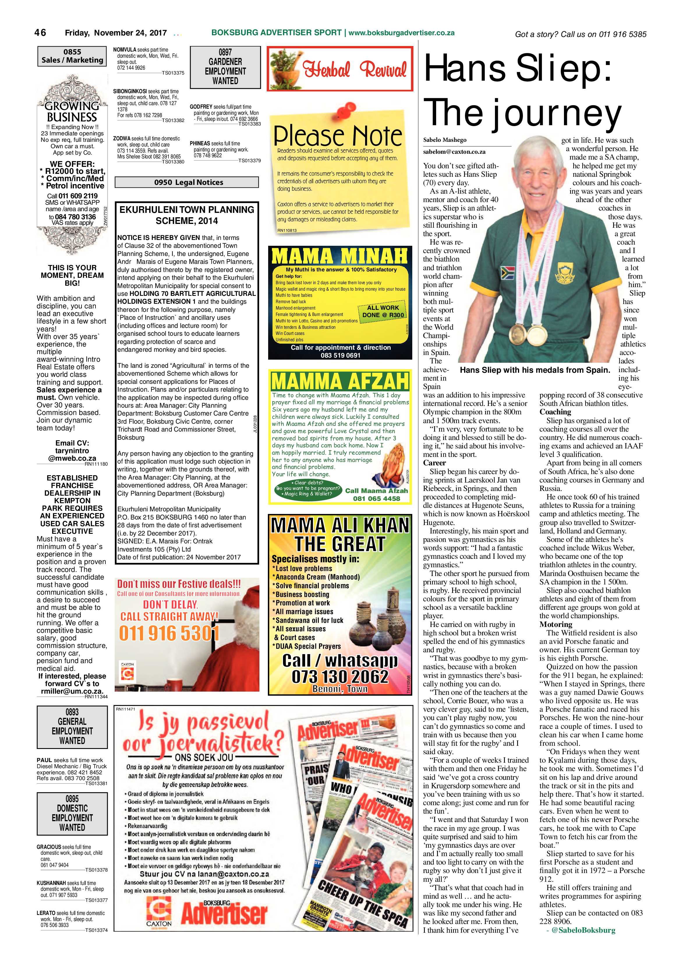 Boksburg Advertiser 21 November 2017 page 46