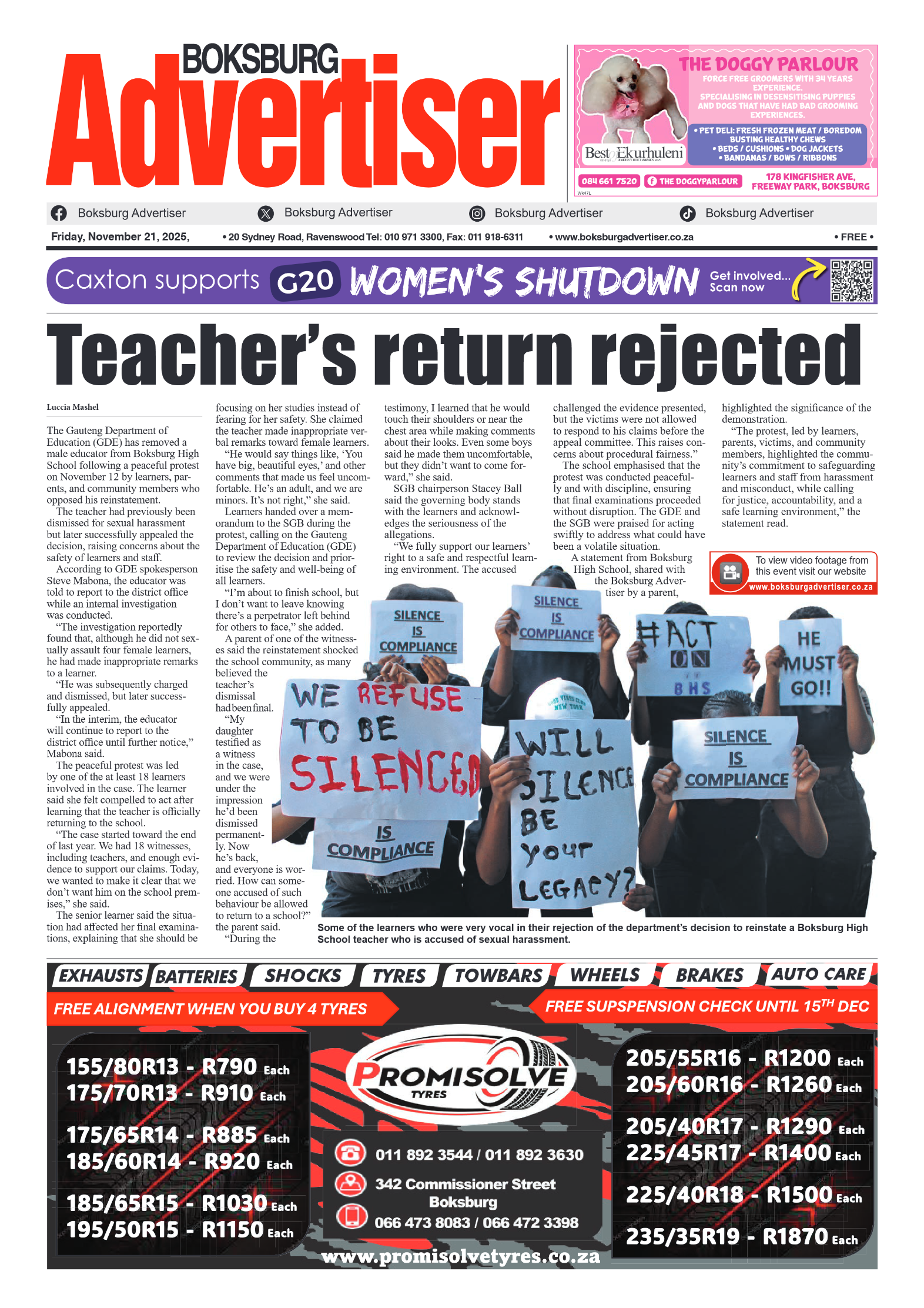Boksburg Advertiser 21 November 2025 page 1