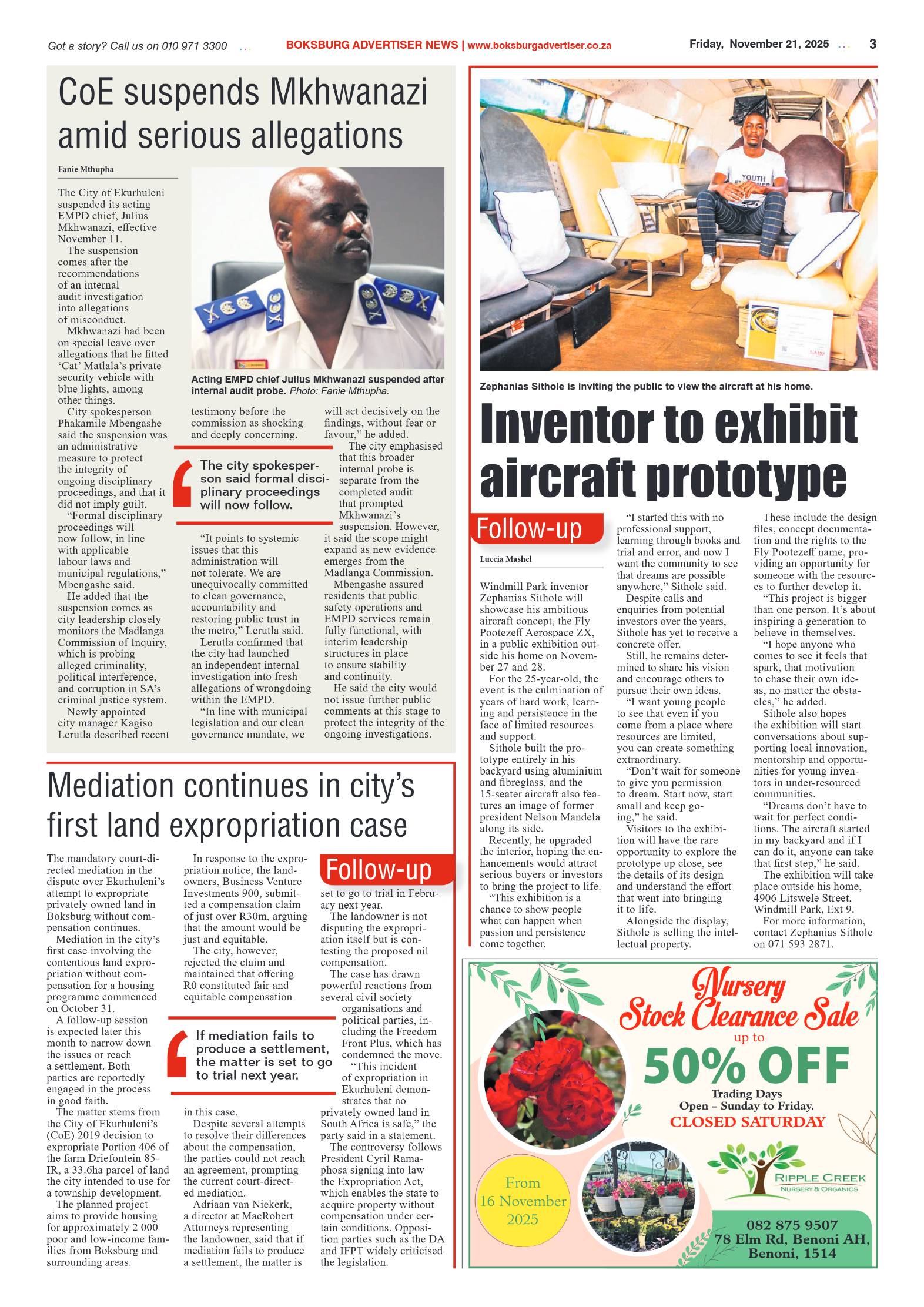 Boksburg Advertiser 21 November 2025 page 3