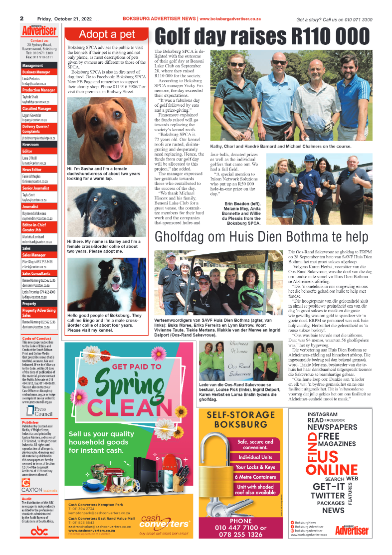 Boksburg Advertiser 21 October 2022 page 2