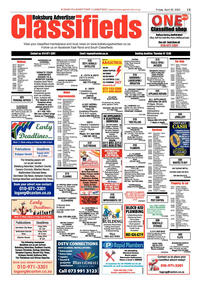 Boksburg Advertiser 22 April 2022 page 13