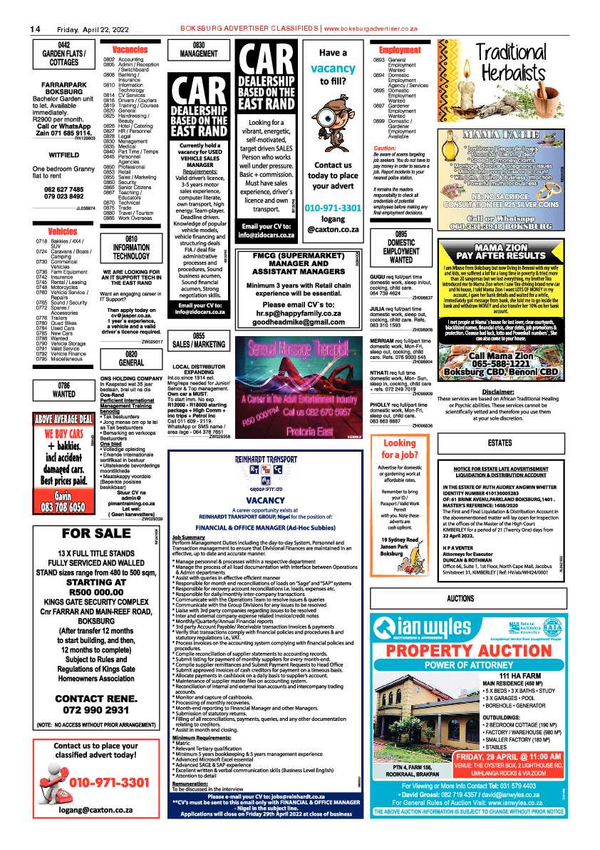 Boksburg Advertiser 22 April 2022 page 14