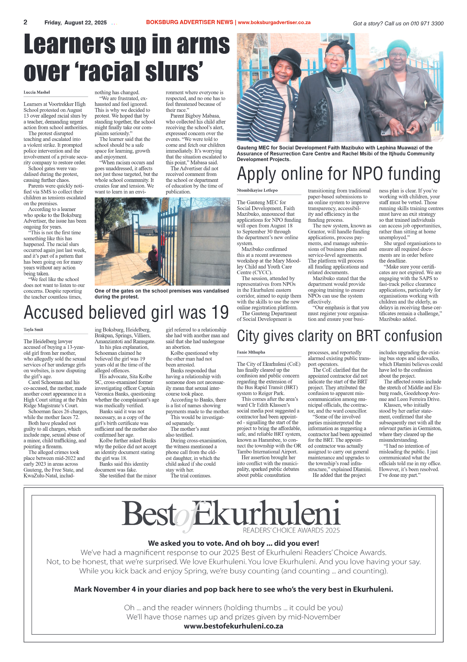 Boksburg Advertiser 22 August 2025 page 2