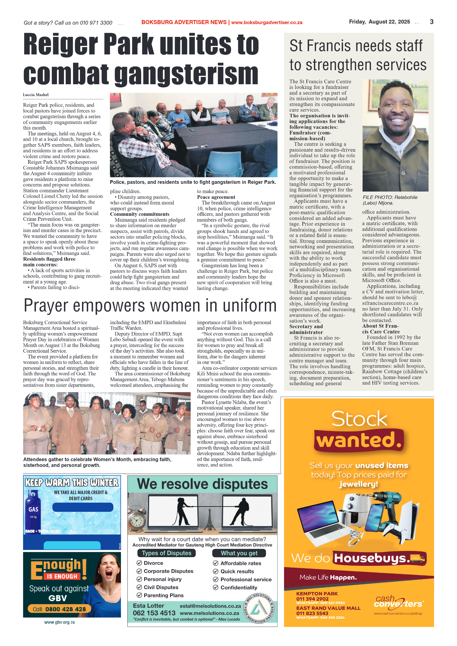 Boksburg Advertiser 22 August 2025 page 3