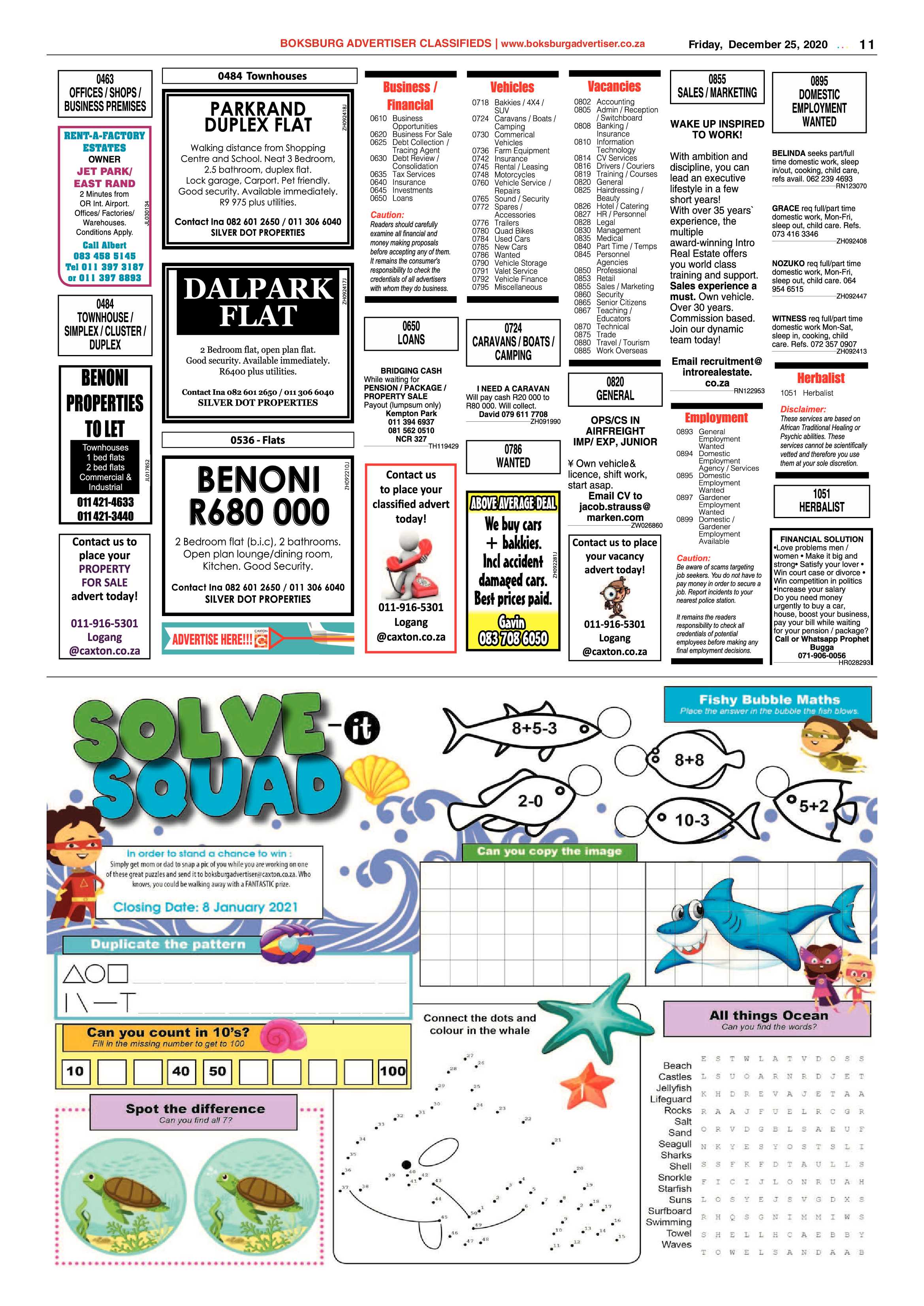Boksburg Advertiser 22 December  2020 page 11