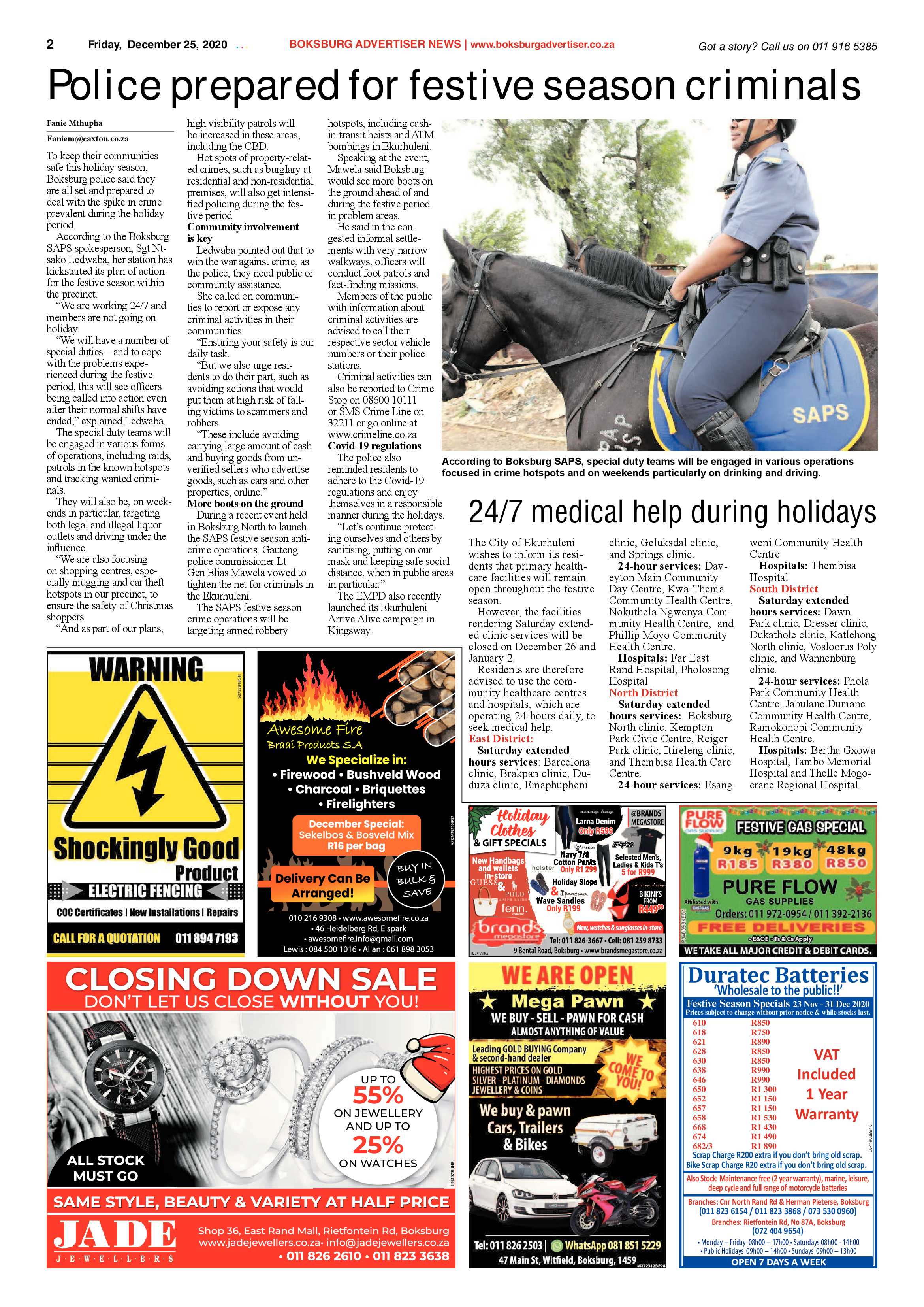 Boksburg Advertiser 22 December  2020 page 2