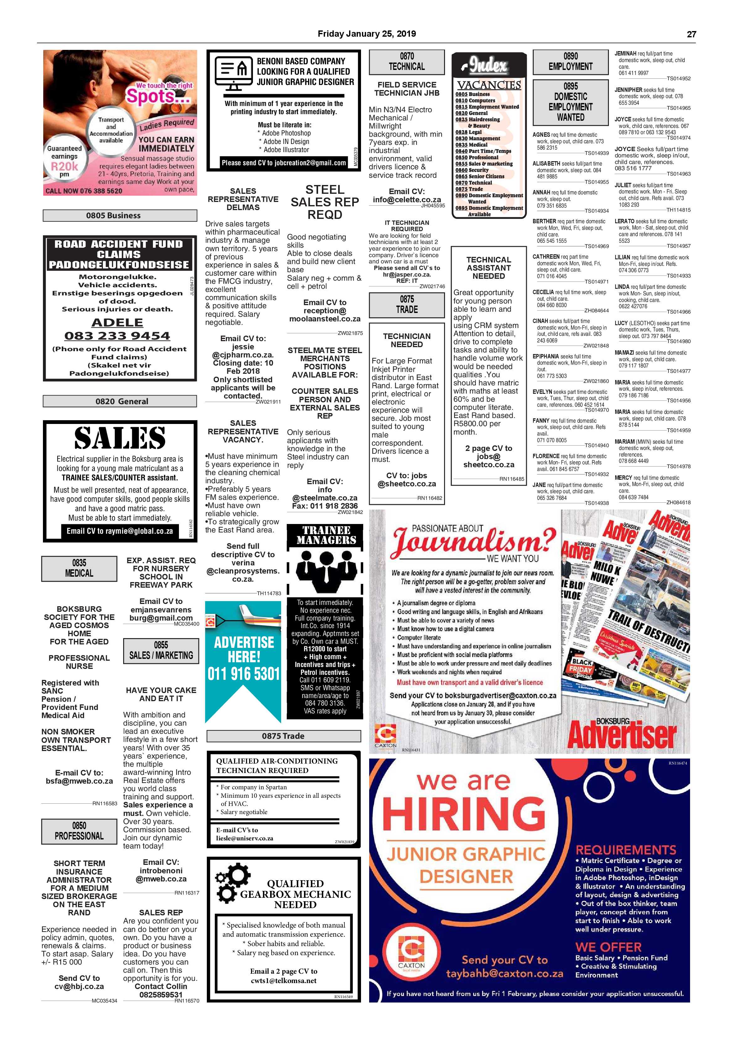 Boksburg Advertiser 22 January 2019 page 27