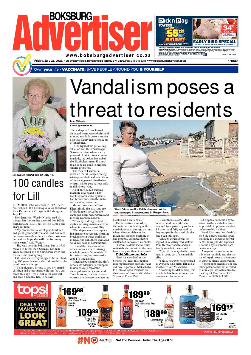 Boksburg Advertiser 22 July 2022 page 1
