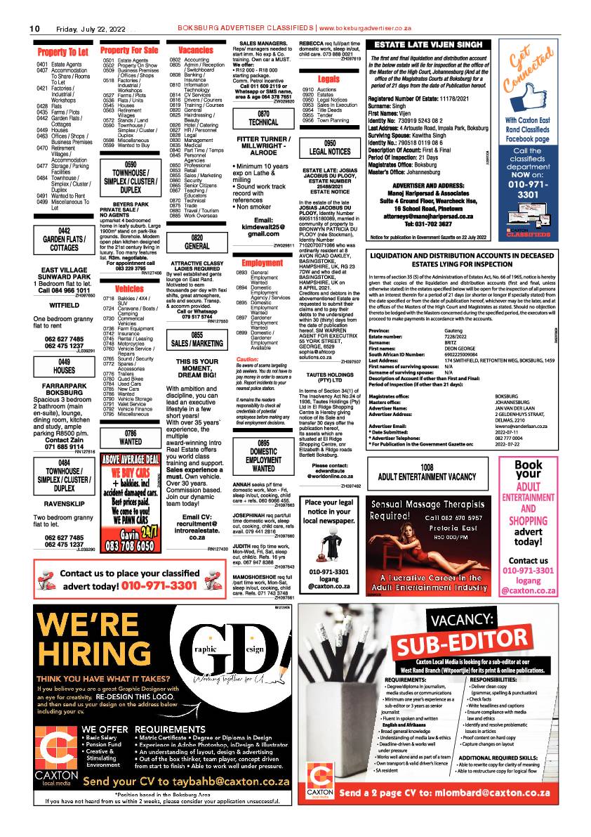 Boksburg Advertiser 22 July 2022 page 10