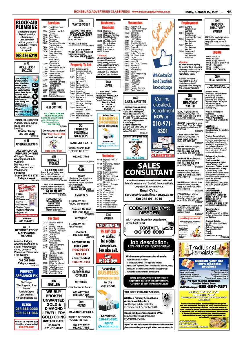 Boksburg Advertiser 22 October 2021 page 15