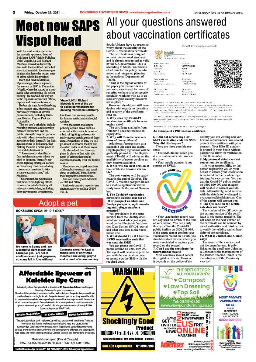 Boksburg Advertiser 22 October 2021 page 2