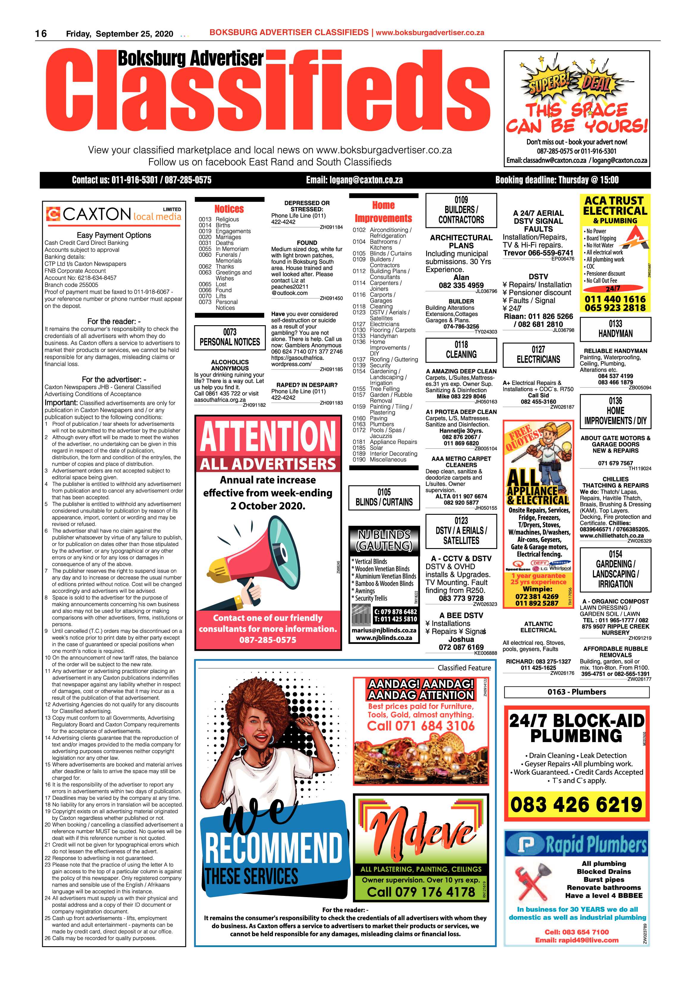 Boksburg Advertiser 22 September 2020 page 16