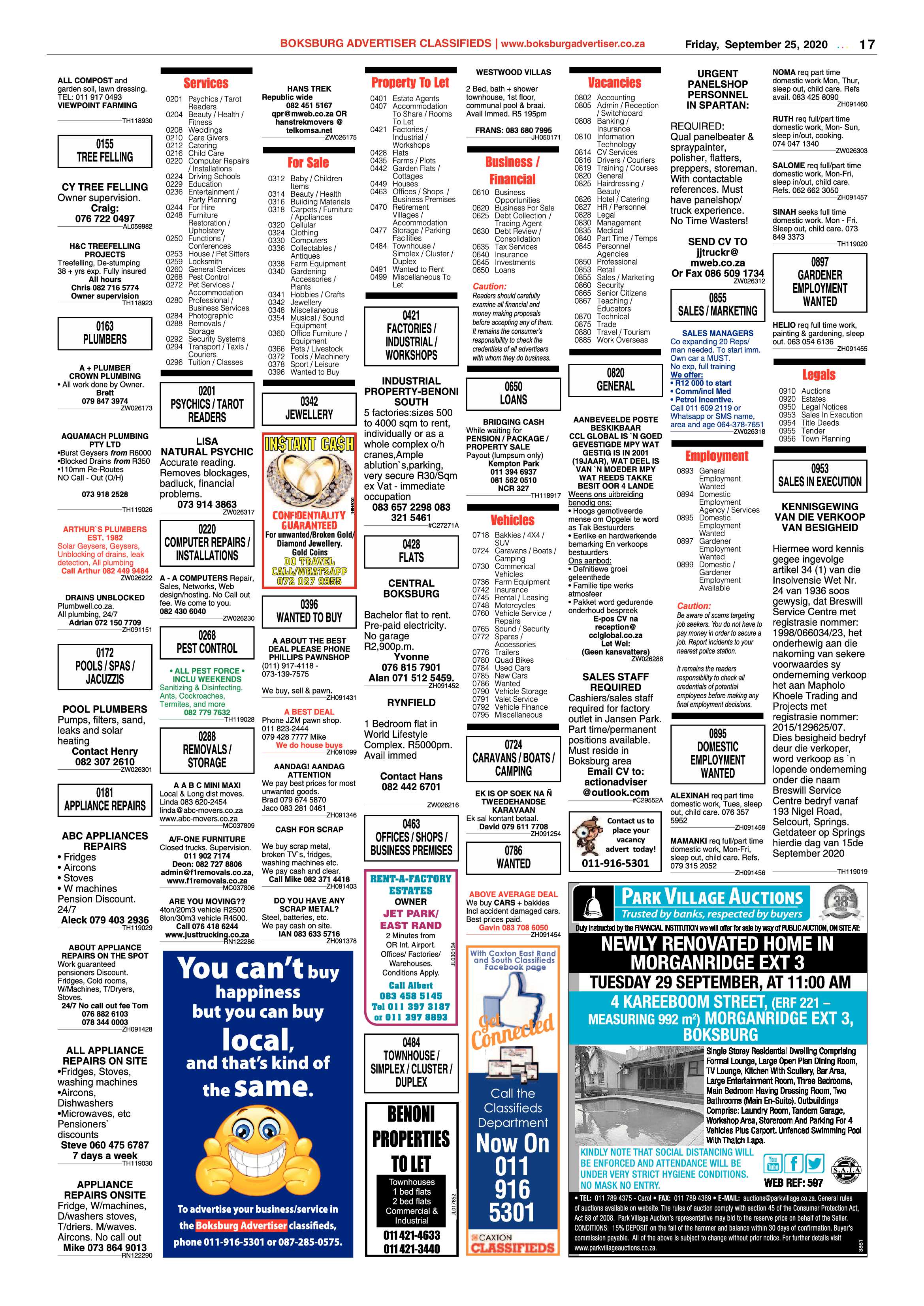 Boksburg Advertiser 22 September 2020 page 17