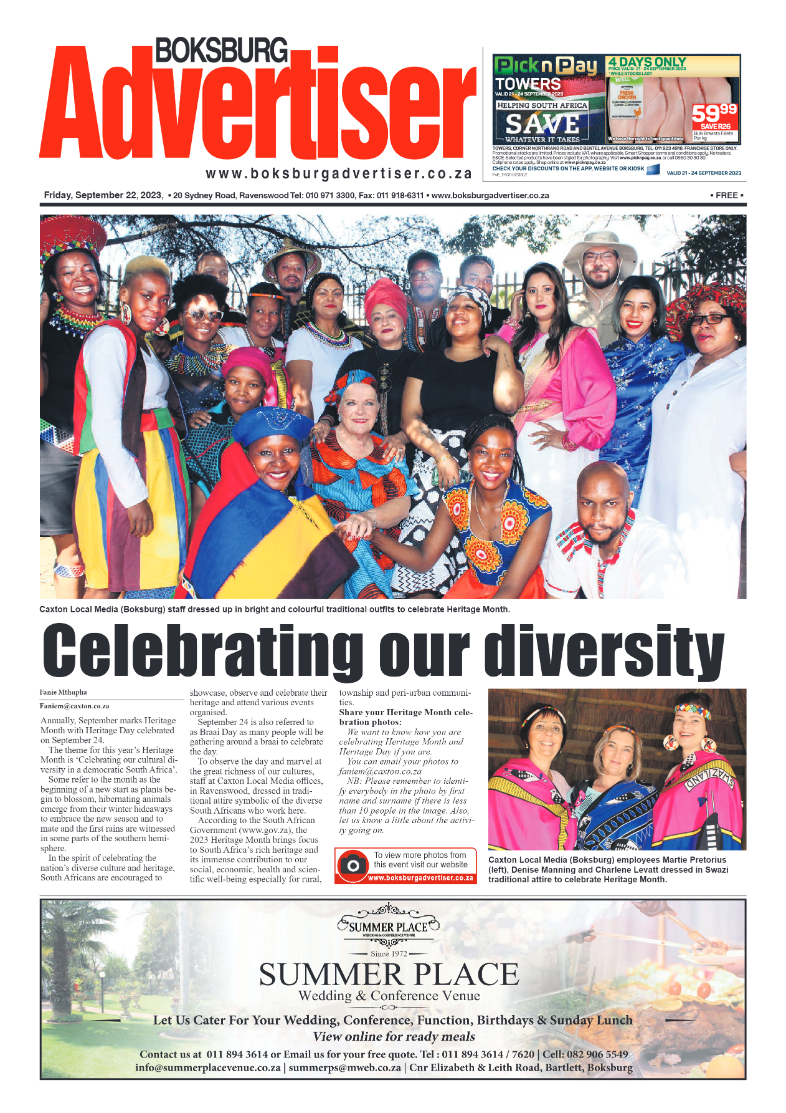 Boksburg Advertiser 22 September 2023 page 1