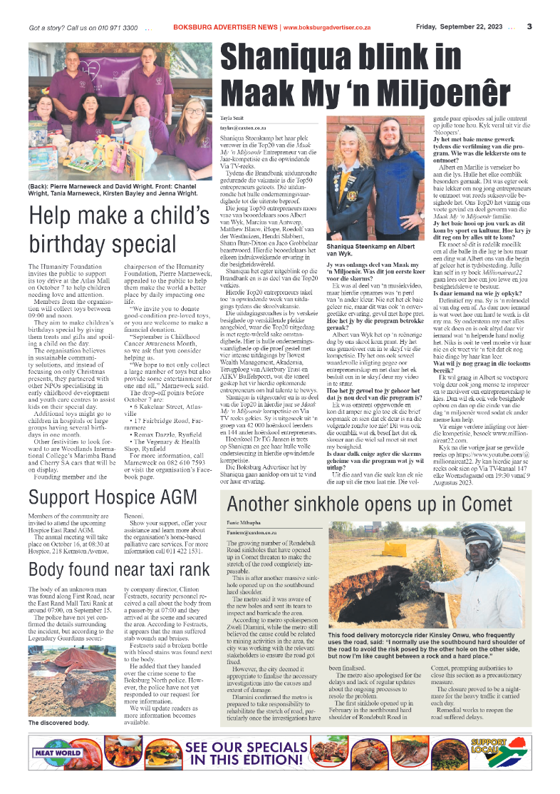 Boksburg Advertiser 22 September 2023 page 3