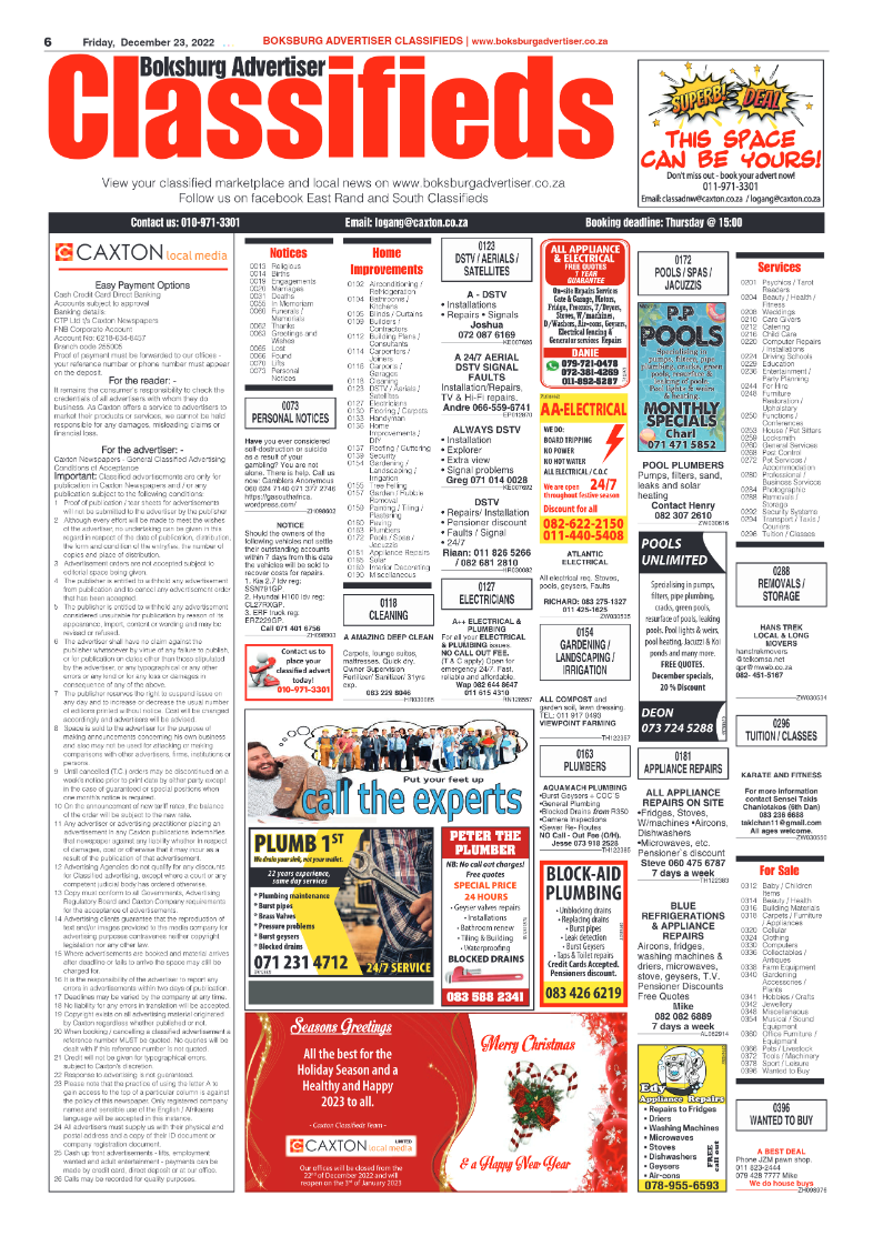 Boksburg Advertiser 23 Dec 2022 page 6