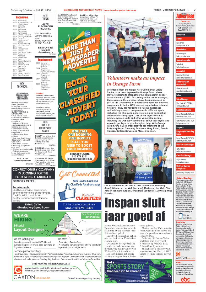 Boksburg Advertiser 23 Dec 2022 page 7