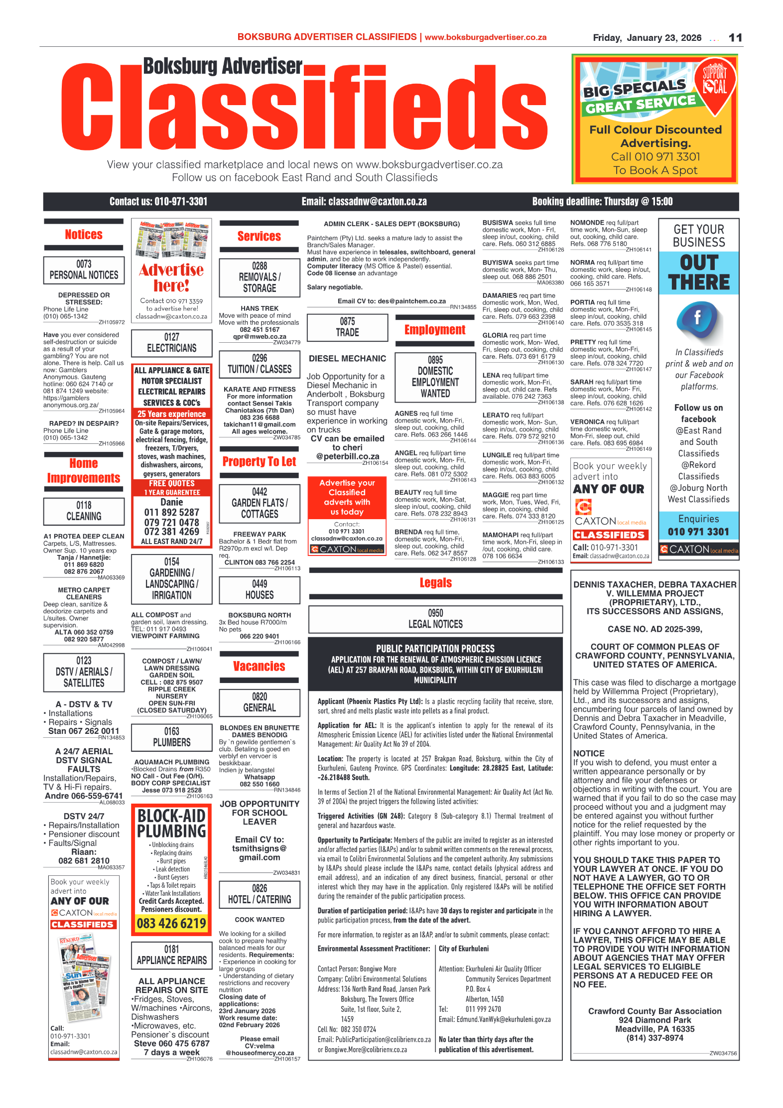 Boksburg Advertiser 23 January 2026 page 11