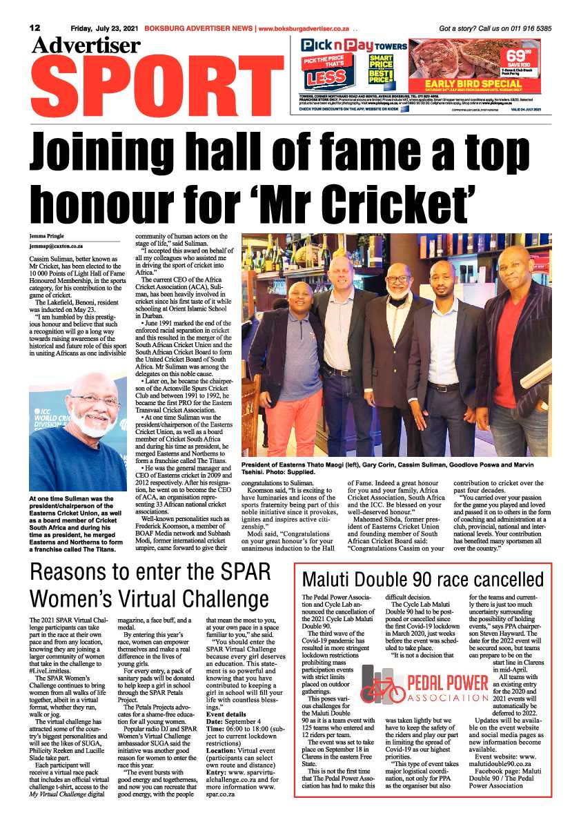Boksburg Advertiser 23 July 2021 page 12
