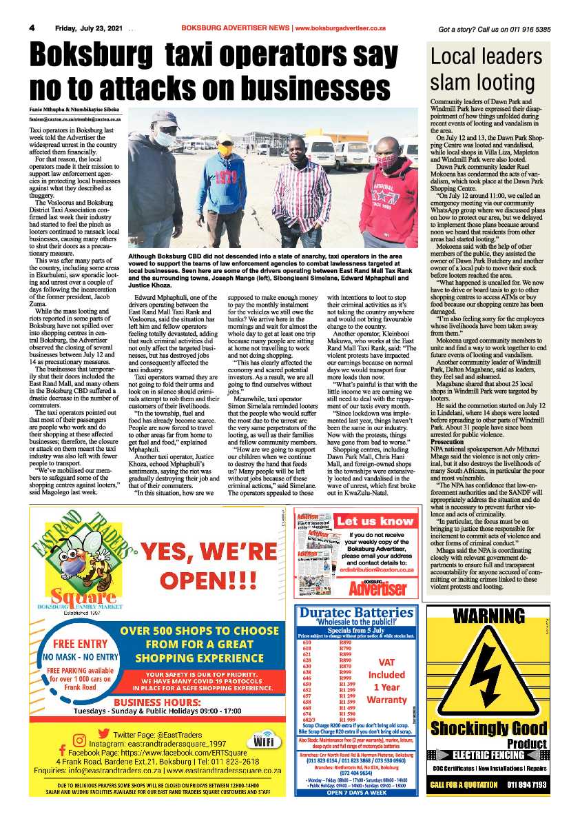 Boksburg Advertiser 23 July 2021 page 4
