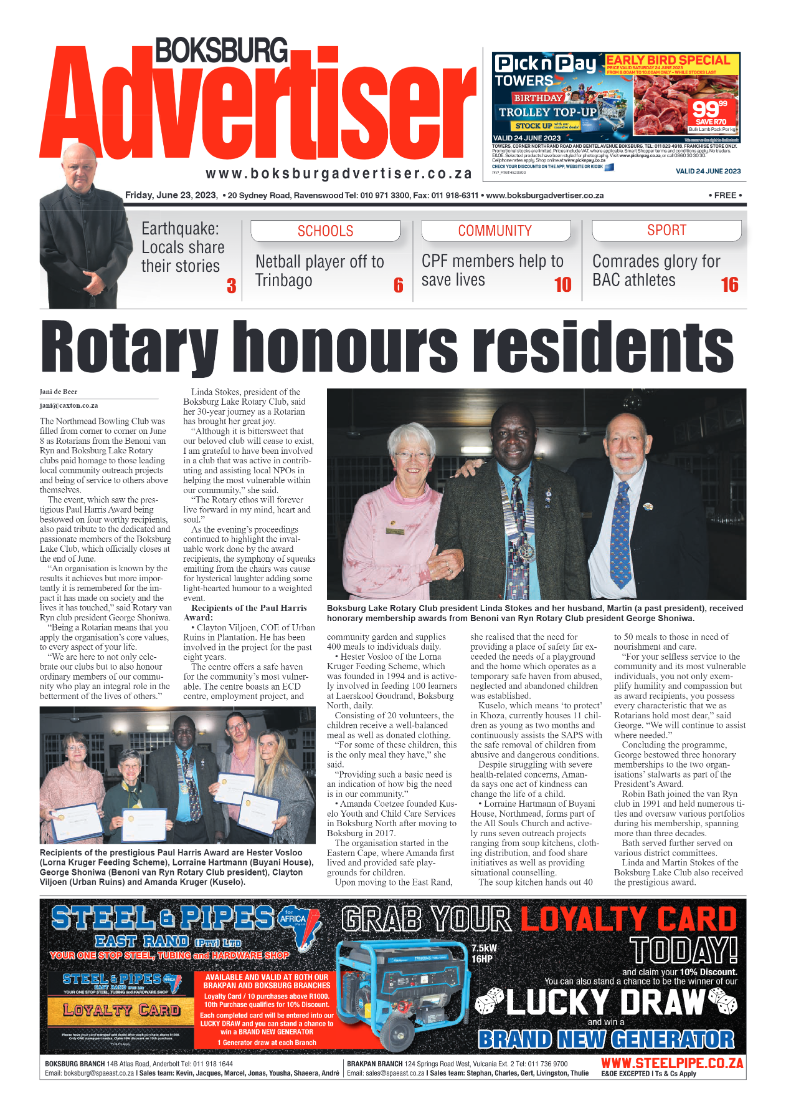 Boksburg Advertiser 23 June 2023 page 1