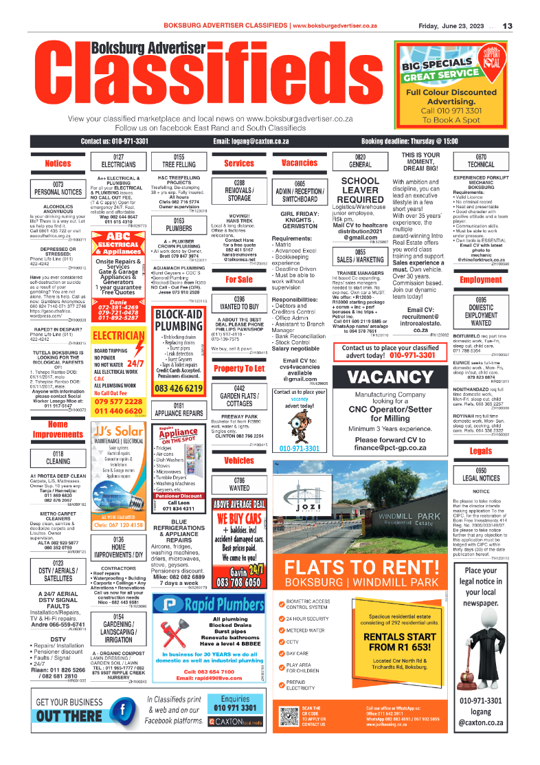 Boksburg Advertiser 23 June 2023 page 13