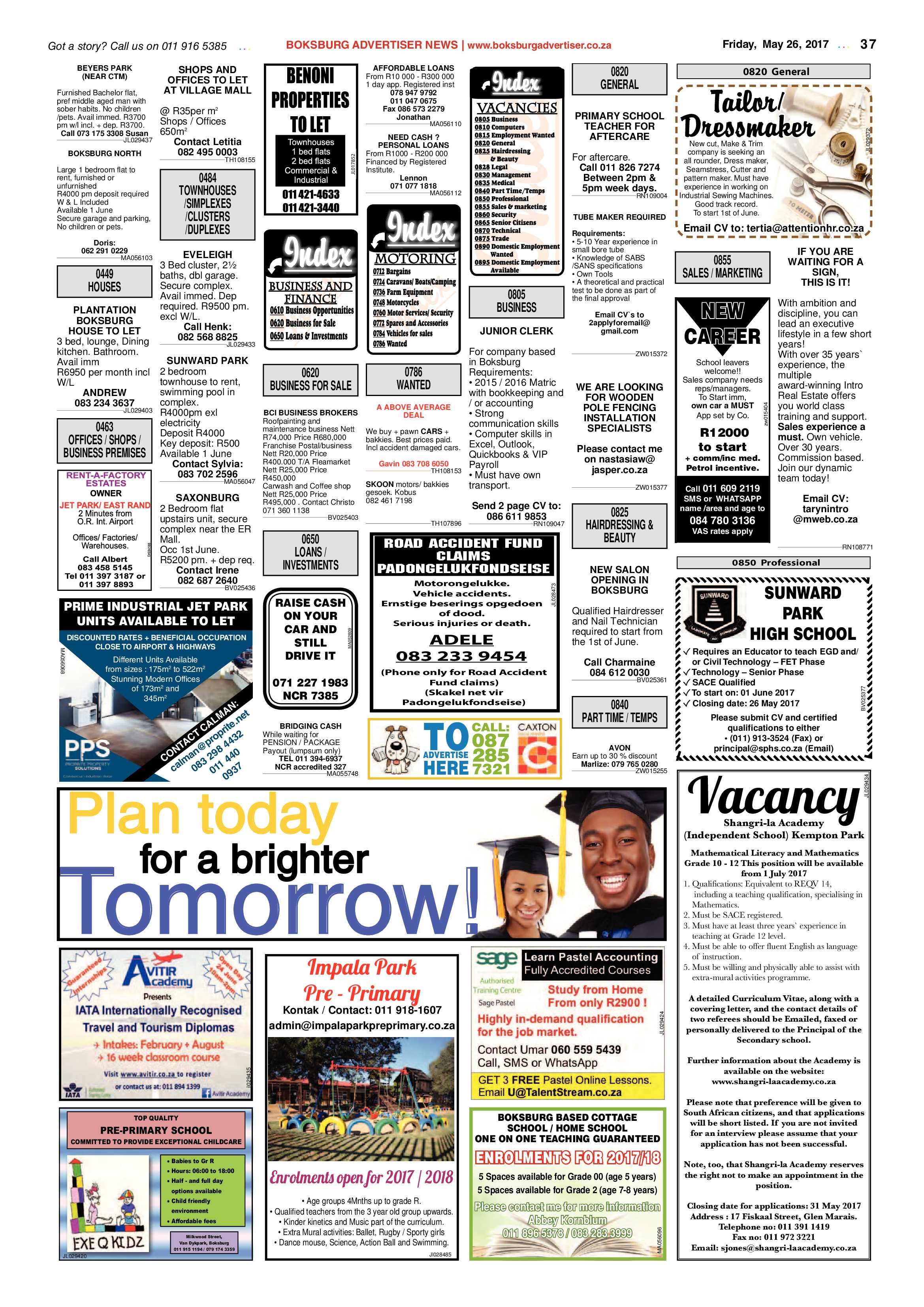 Boksburg Advertiser 23 May 2017 page 37