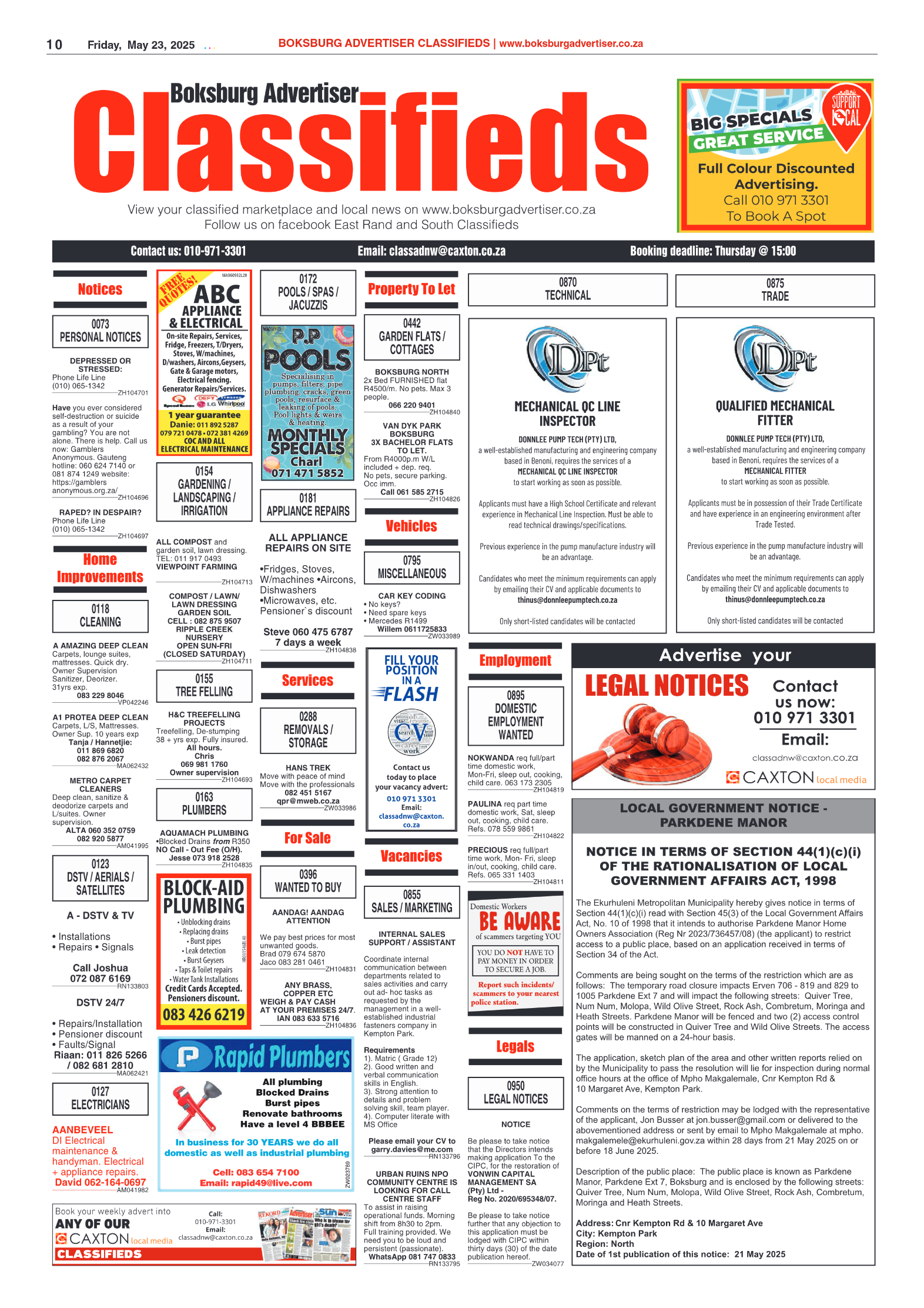 Boksburg Advertiser 23 May 2025 page 10