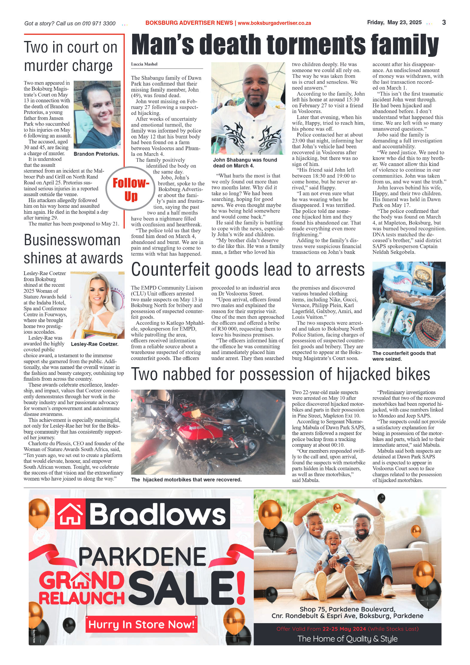 Boksburg Advertiser 23 May 2025 page 3