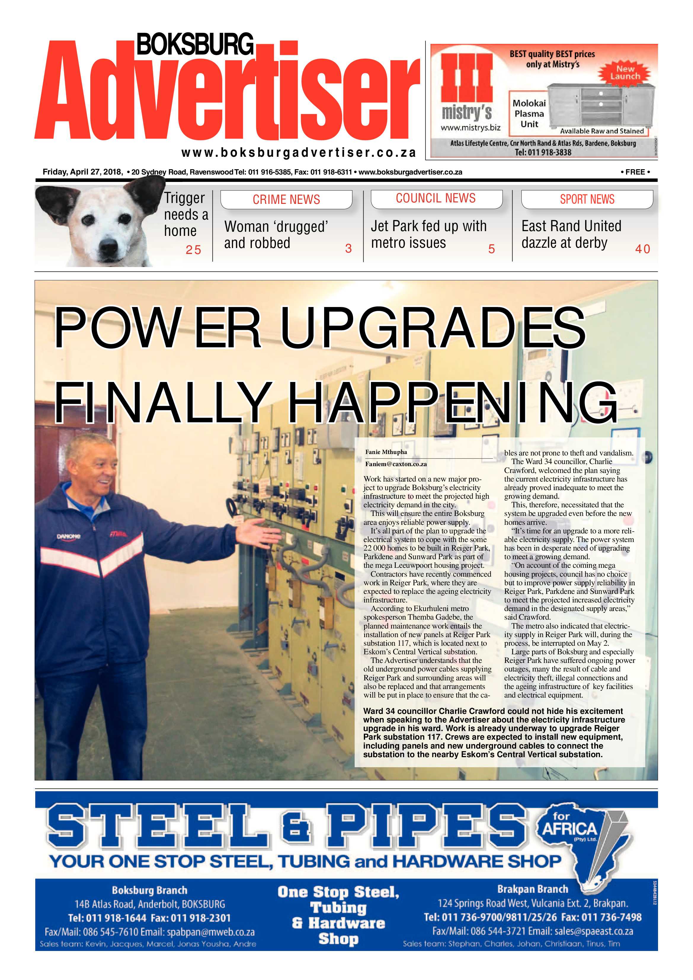 Boksburg Advertiser 24 April 2018 page 1