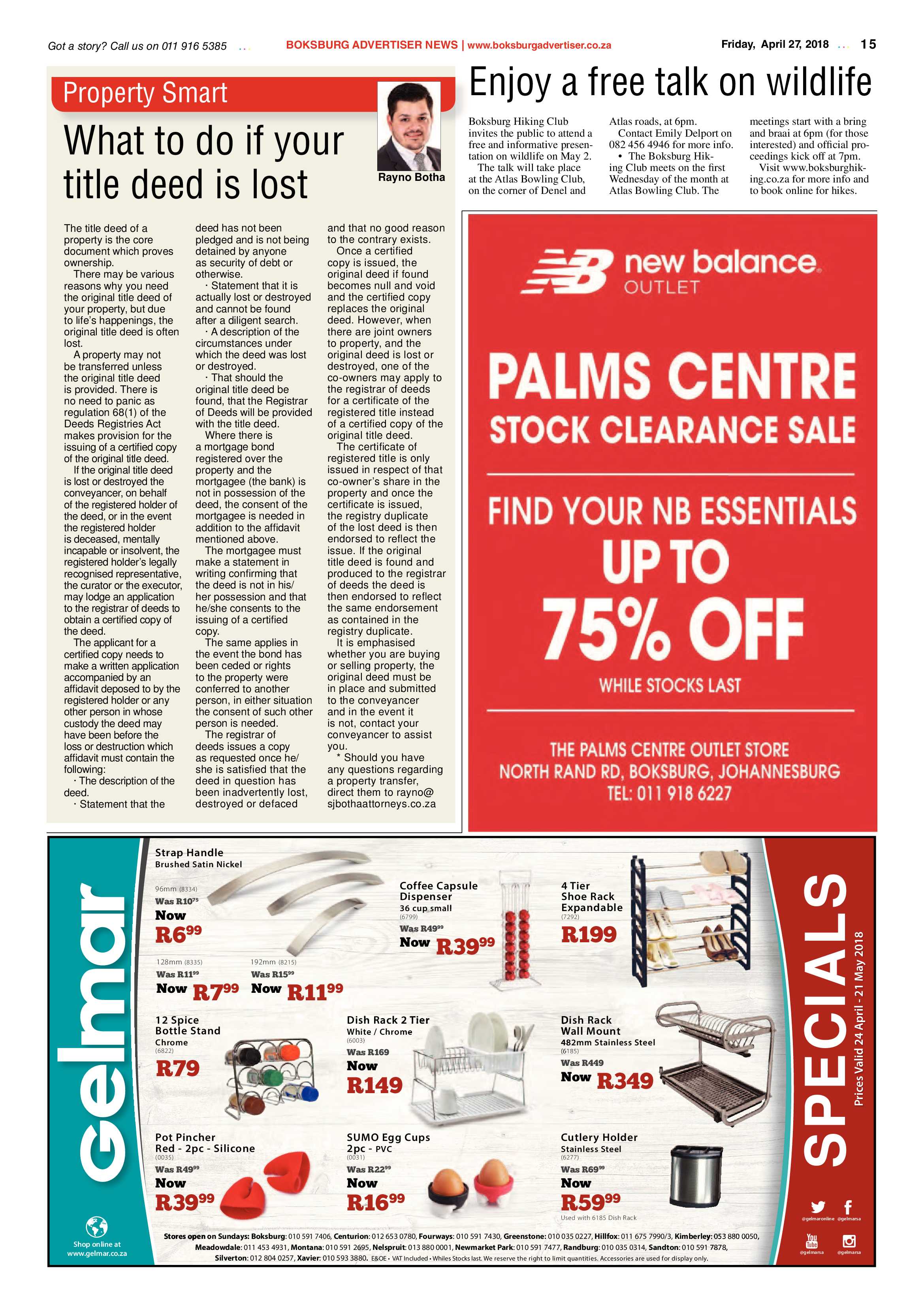 Boksburg Advertiser 24 April 2018 page 15