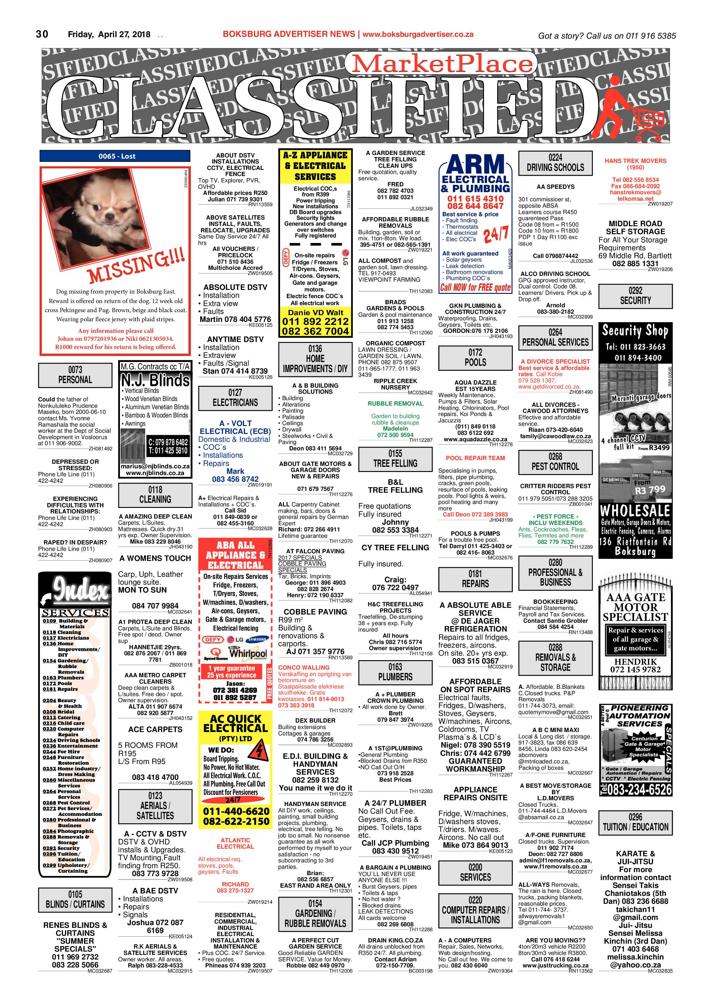 Boksburg Advertiser 24 April 2018 page 30