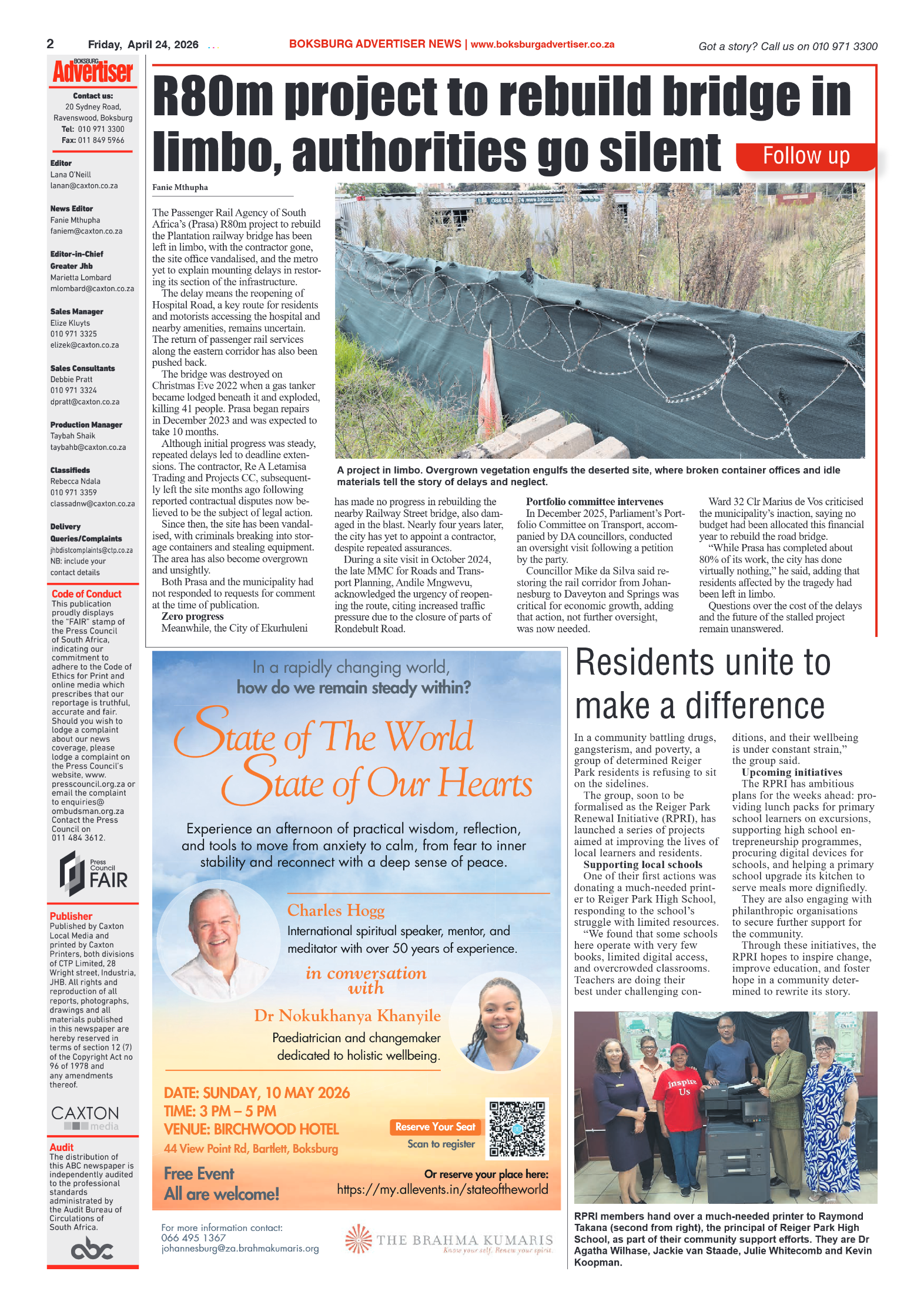 Boksburg Advertiser 24 April 2026 page 2