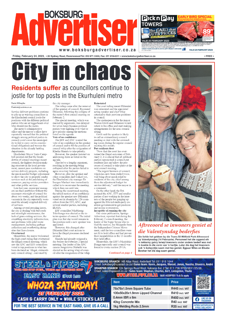 Boksburg Advertiser 24 February 2023 page 1