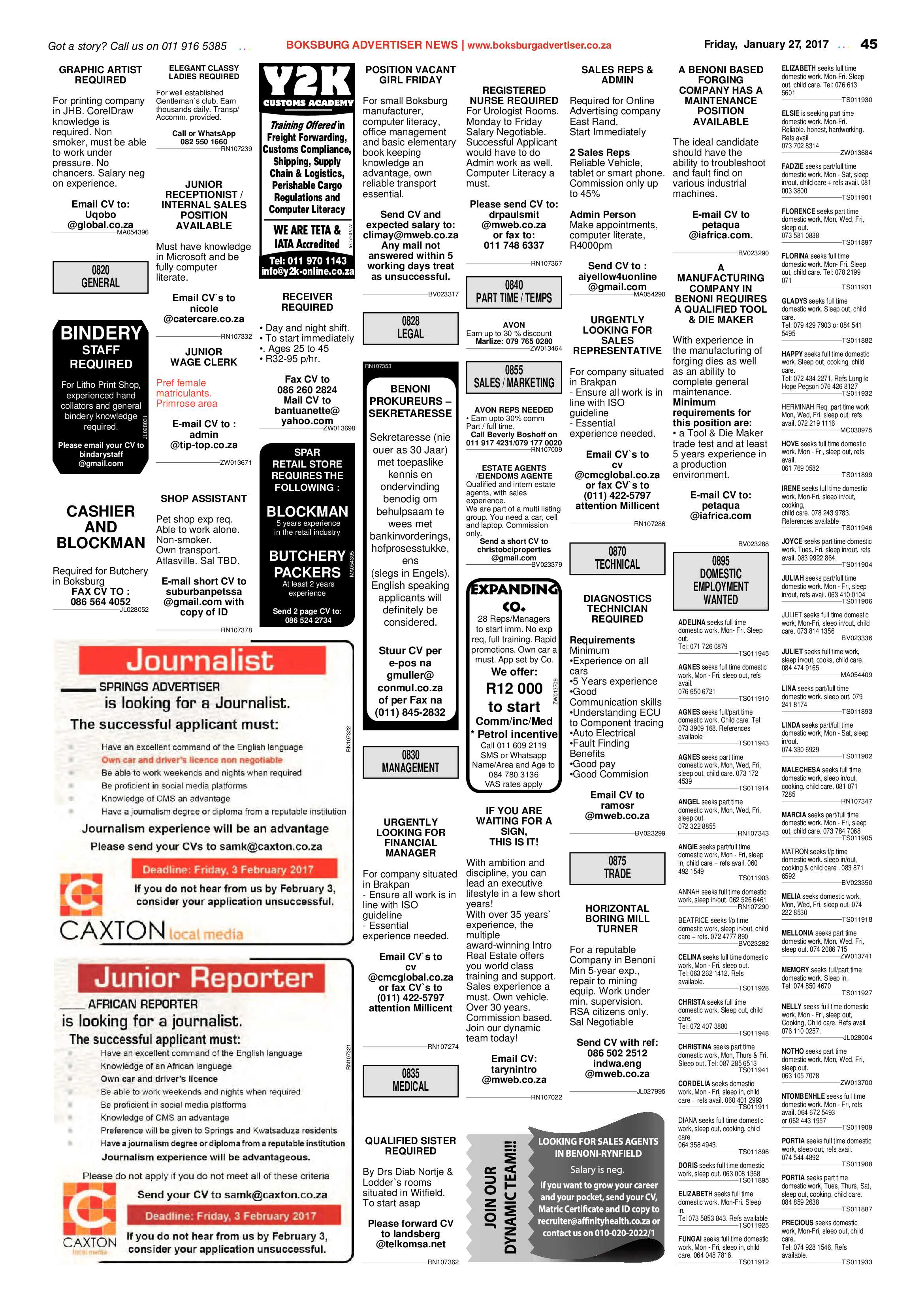 Boksburg Advertiser 24 January 2017 page 45