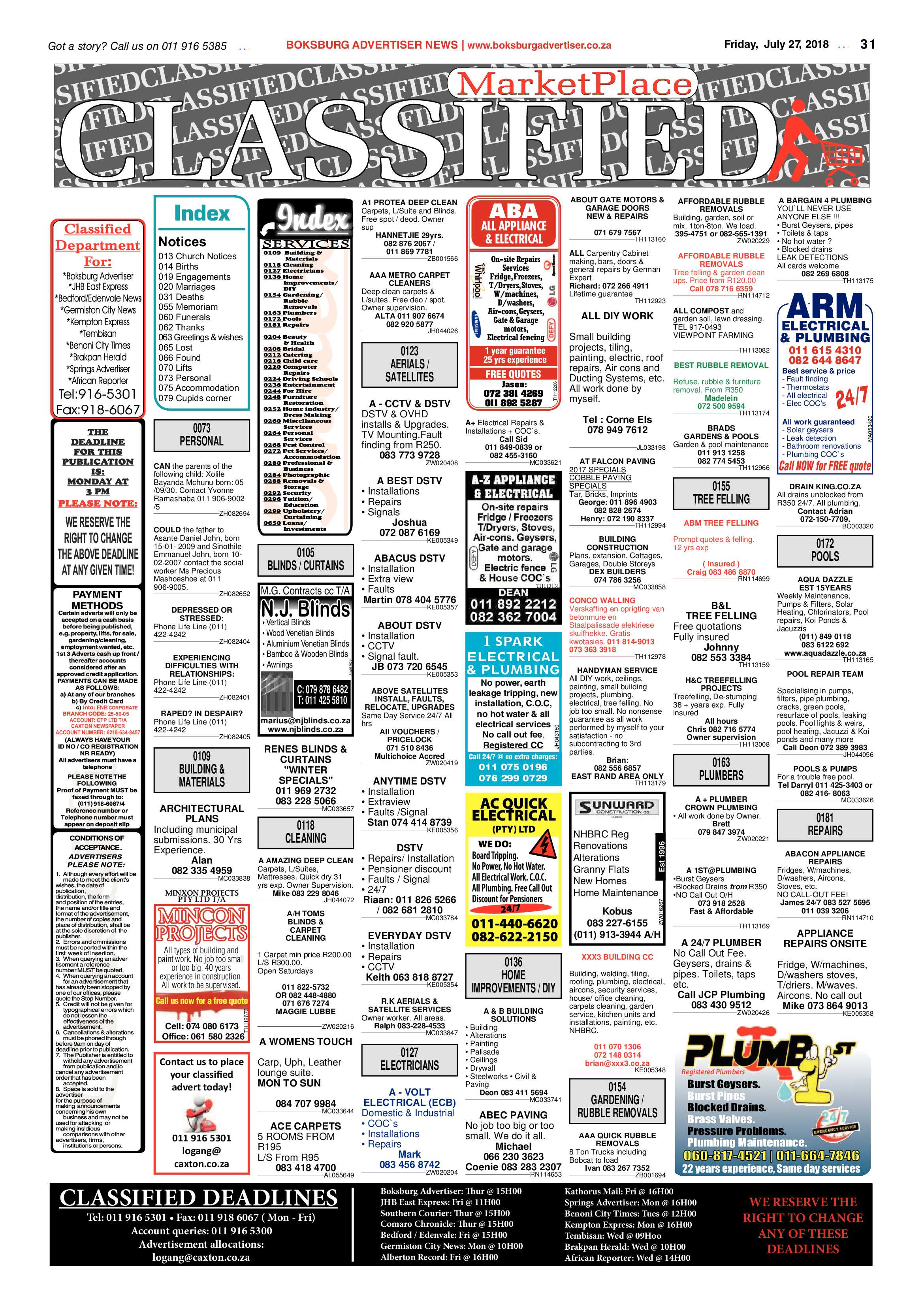 Boksburg Advertiser 24 July 2018 page 31