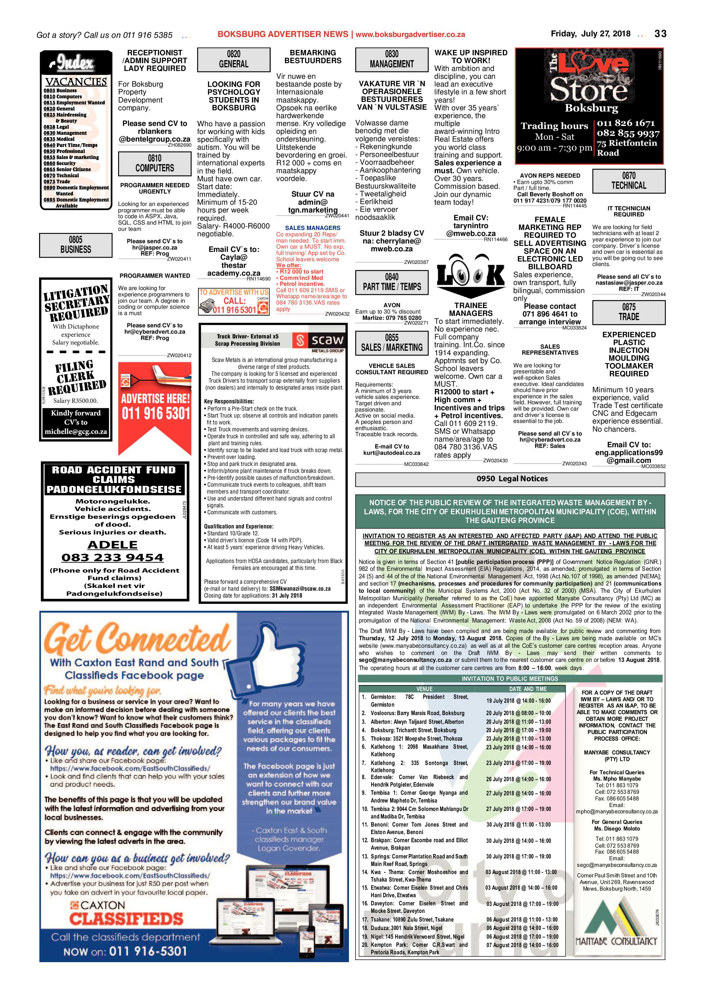 Boksburg Advertiser 24 July 2018 page 33