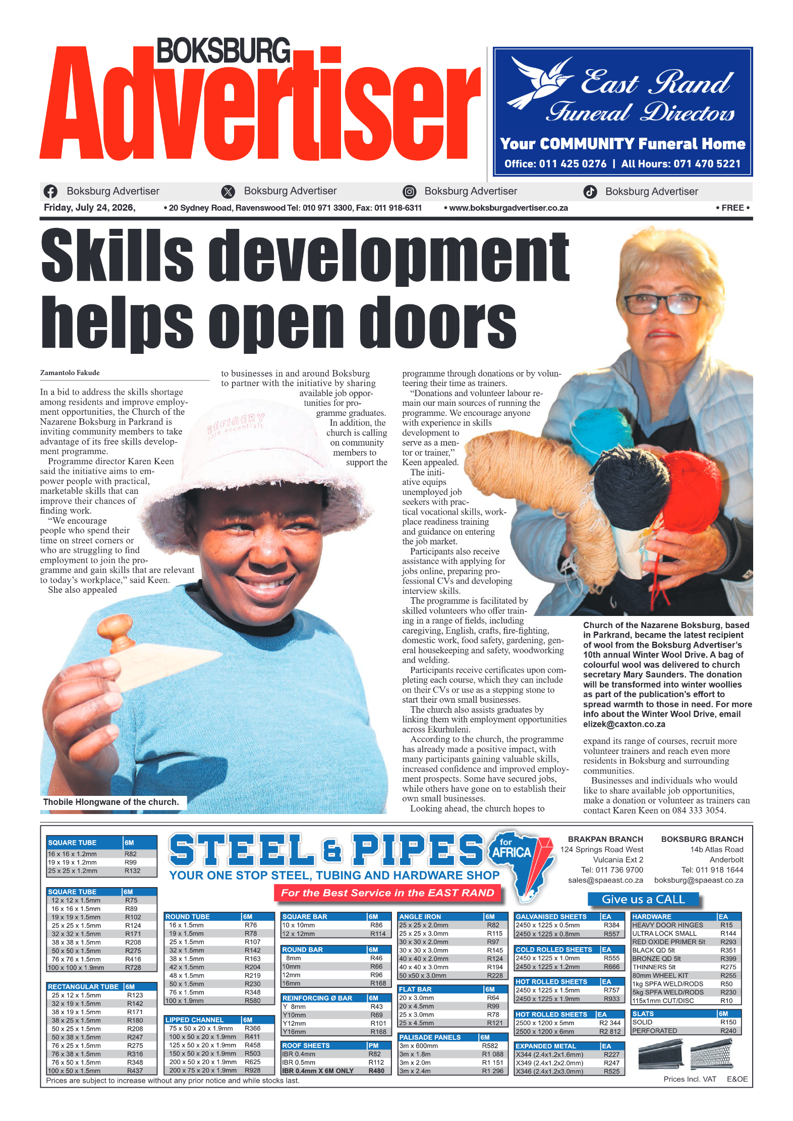 Boksburg Advertiser 24 July 2026 page 1